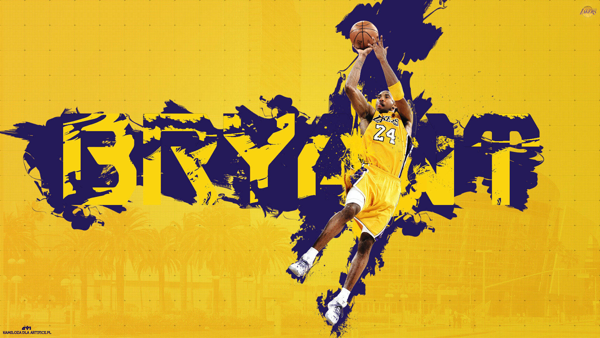 Download Kobe Bryant In Purple And Yellow Wallpaper