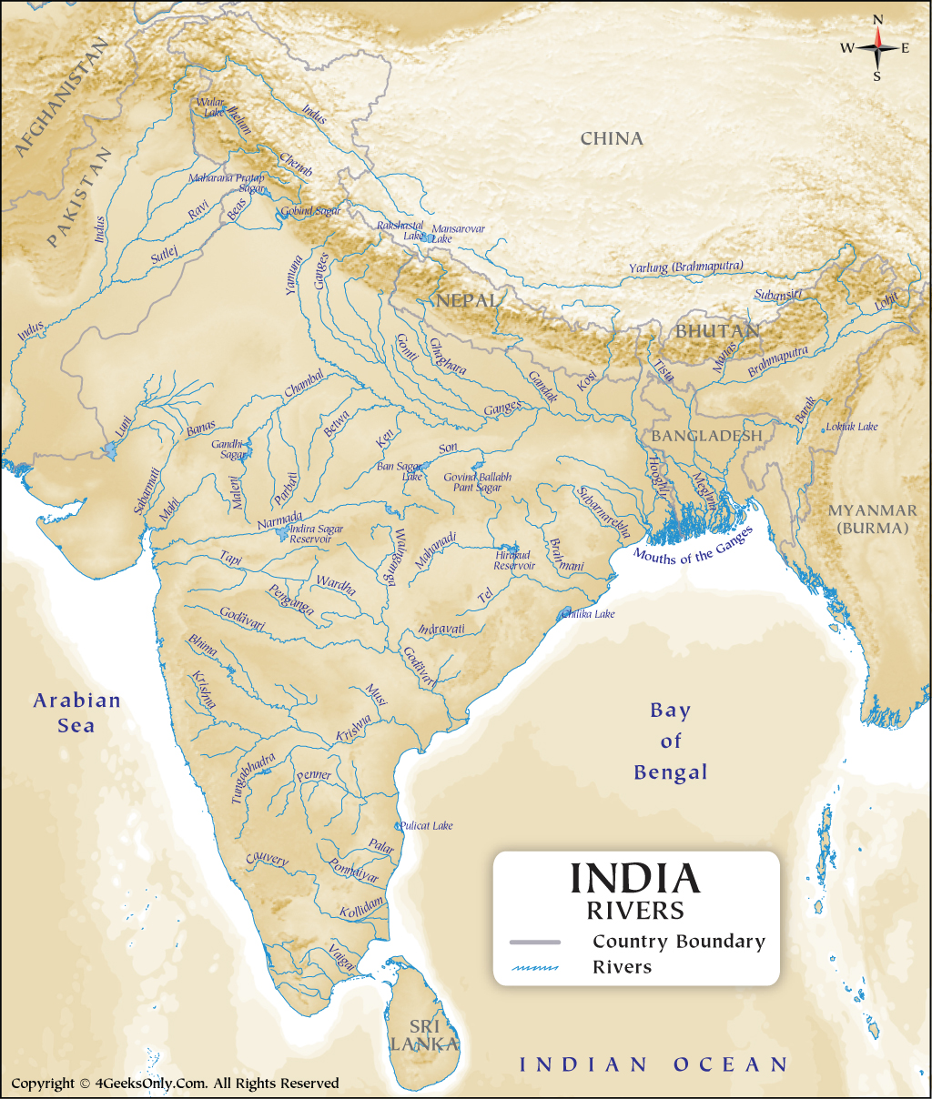 India Rivers Map