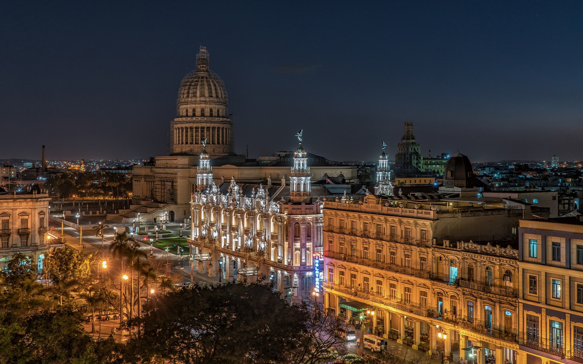 Download wallpaper Havana, Cuba, night, El Capitolio, Parliament building, city lights, Old Havana for desktop with resolution 1920x1200. High Quality HD picture wallpaper