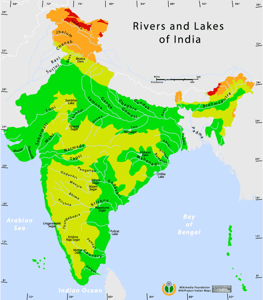 India rivers Map of India