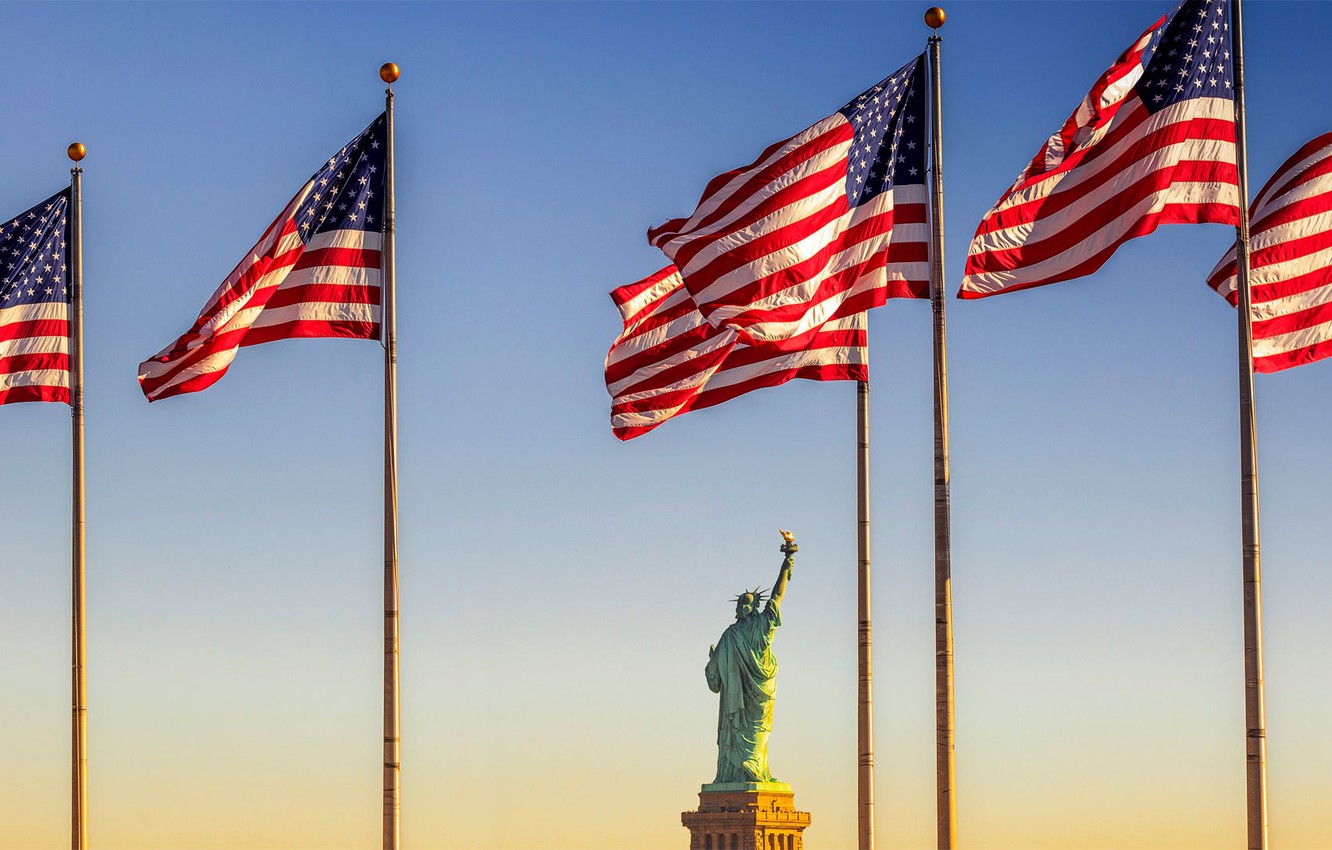 Wallpaper New York, USA, flags, The Statue Of Liberty image for desktop, section город
