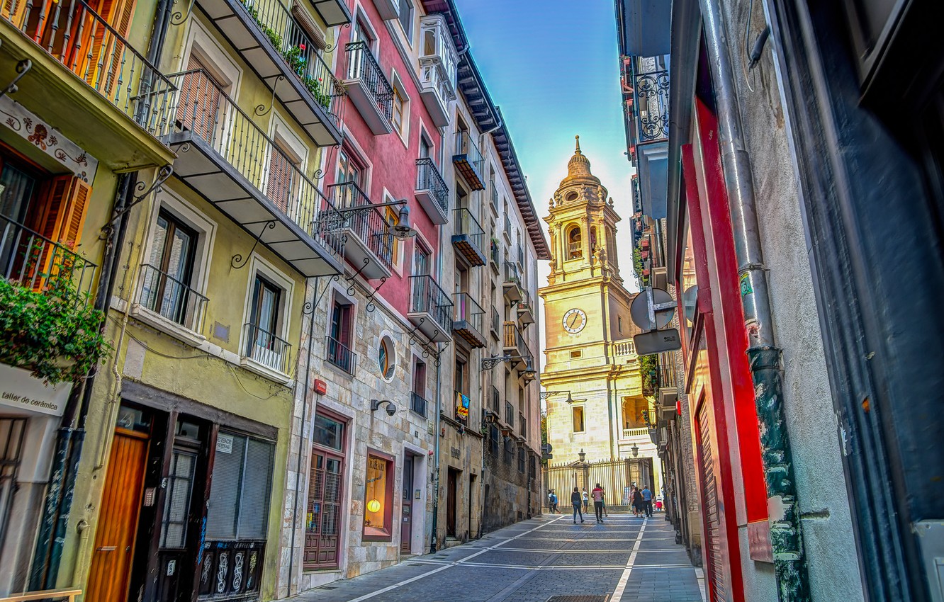 Wallpaper street, home, Church, Spain, Pamplona image for desktop, section город