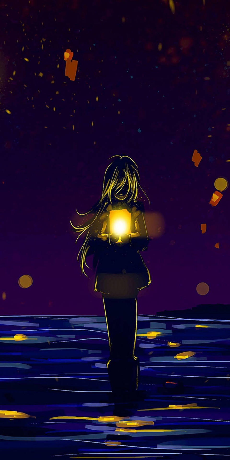 Download Sad Drawing With Lantern Wallpaper