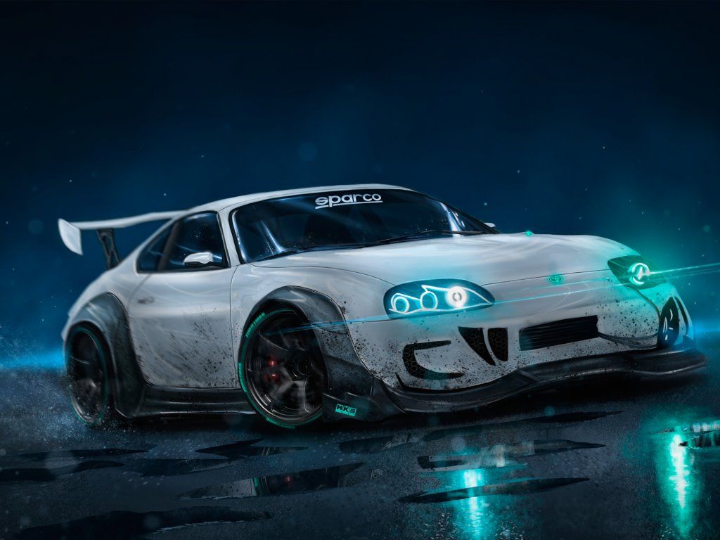 Artwork, Toyota Supra, neon lights wallpaper. Toyota supra, Toyota supra mk Supra