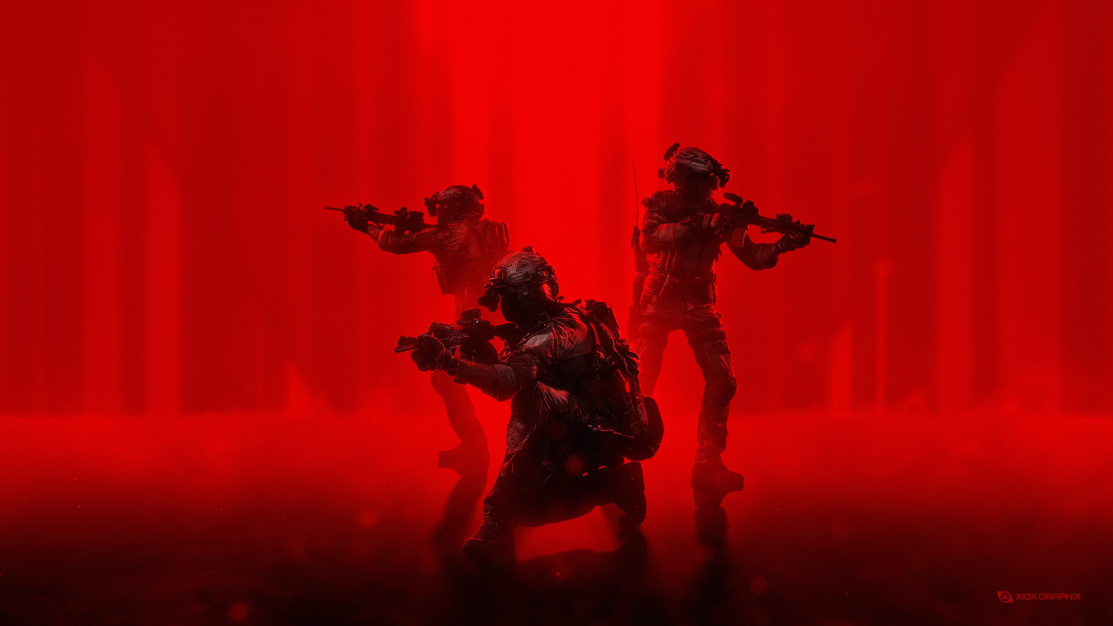 Soldiers Wallpaper 4K, Military, Operation, Red background, Military