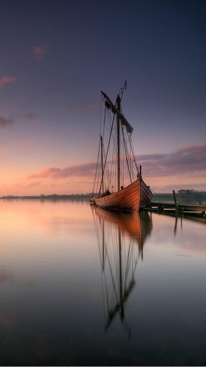 The wallpaper of beautiful Viking ship in Denmark