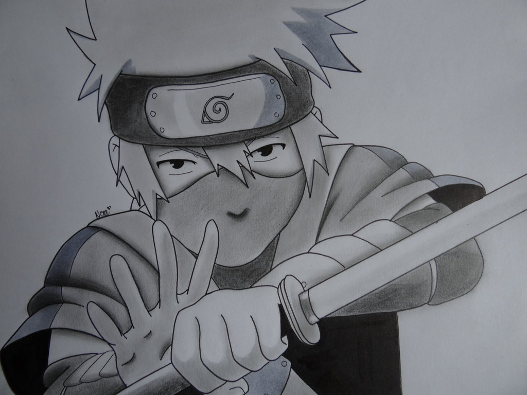 Kakashi blue sketch in dark background Naruto 4K wallpaper download