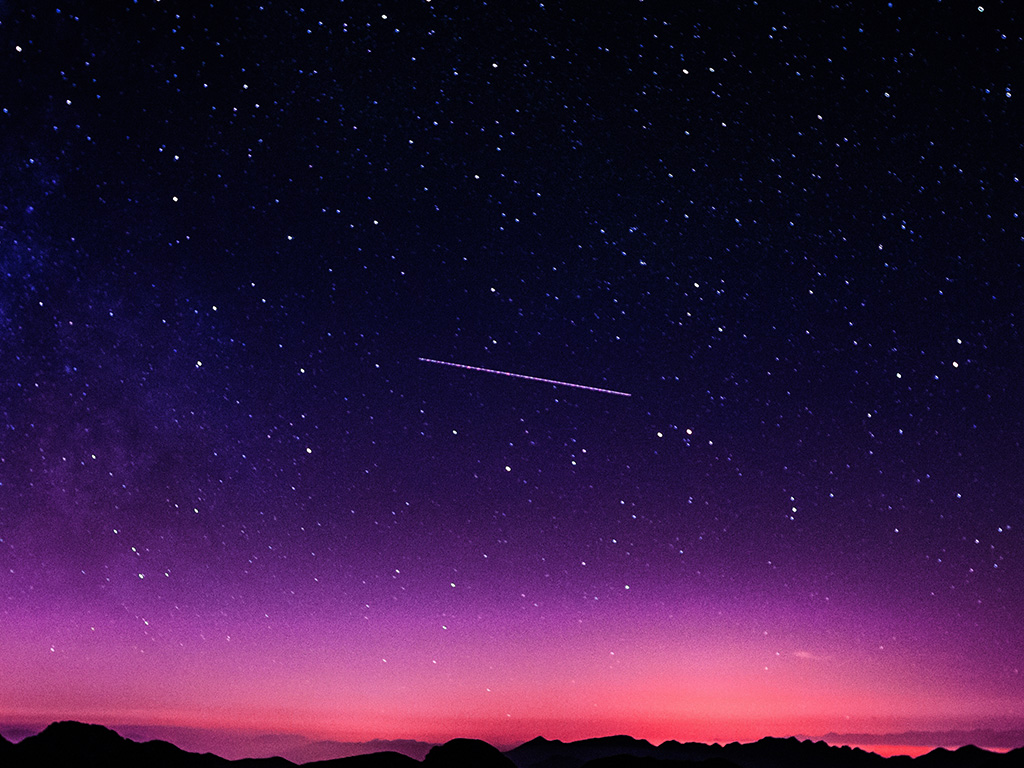 Star Galaxy Night Sky Mountain Purple Pink Nature Space Wallpaper