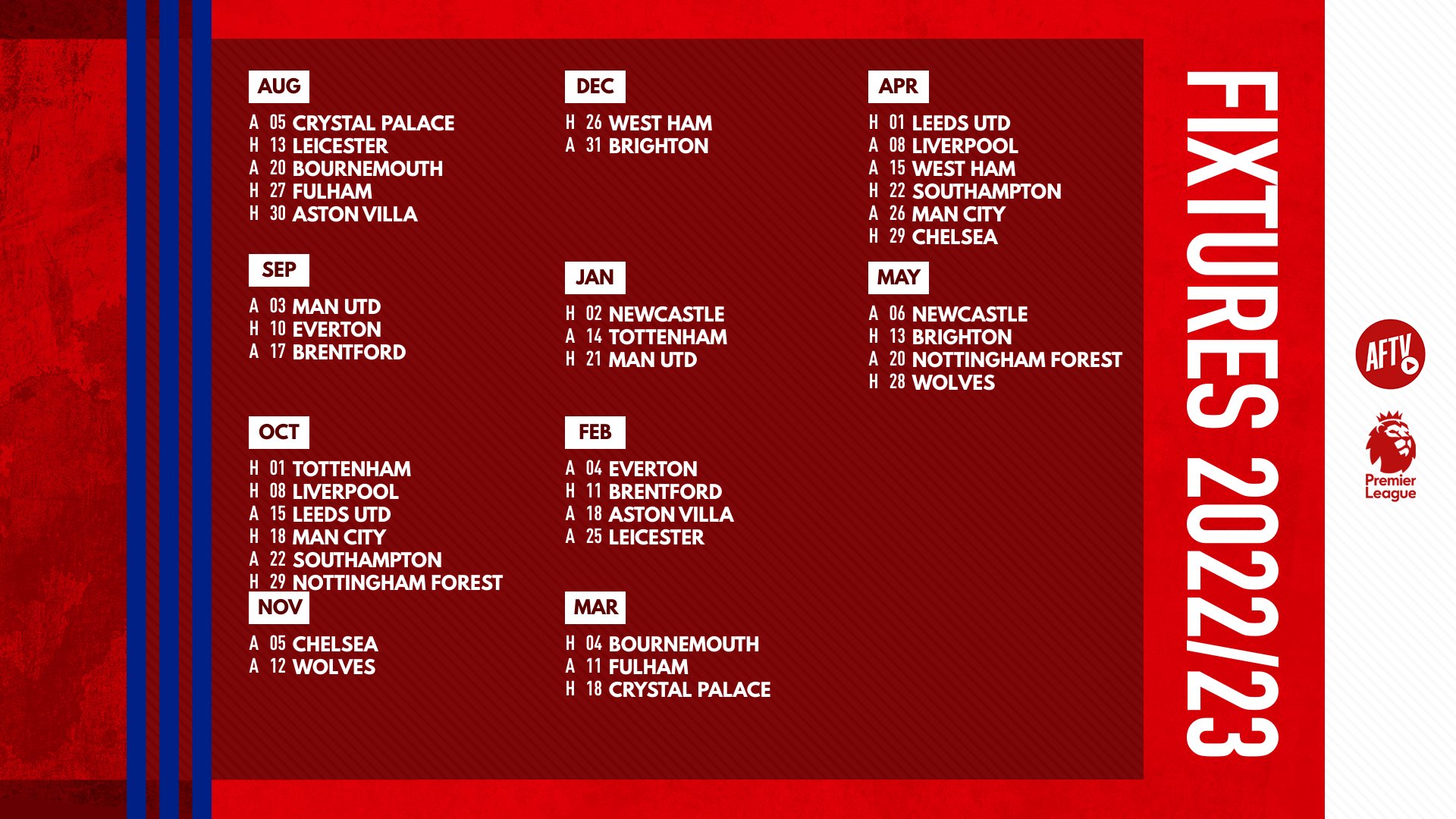 Free Arsenal 2022/23 fixtures printable wallcharts