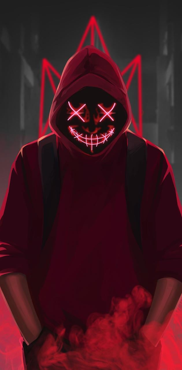 red NEON mask wallpaper
