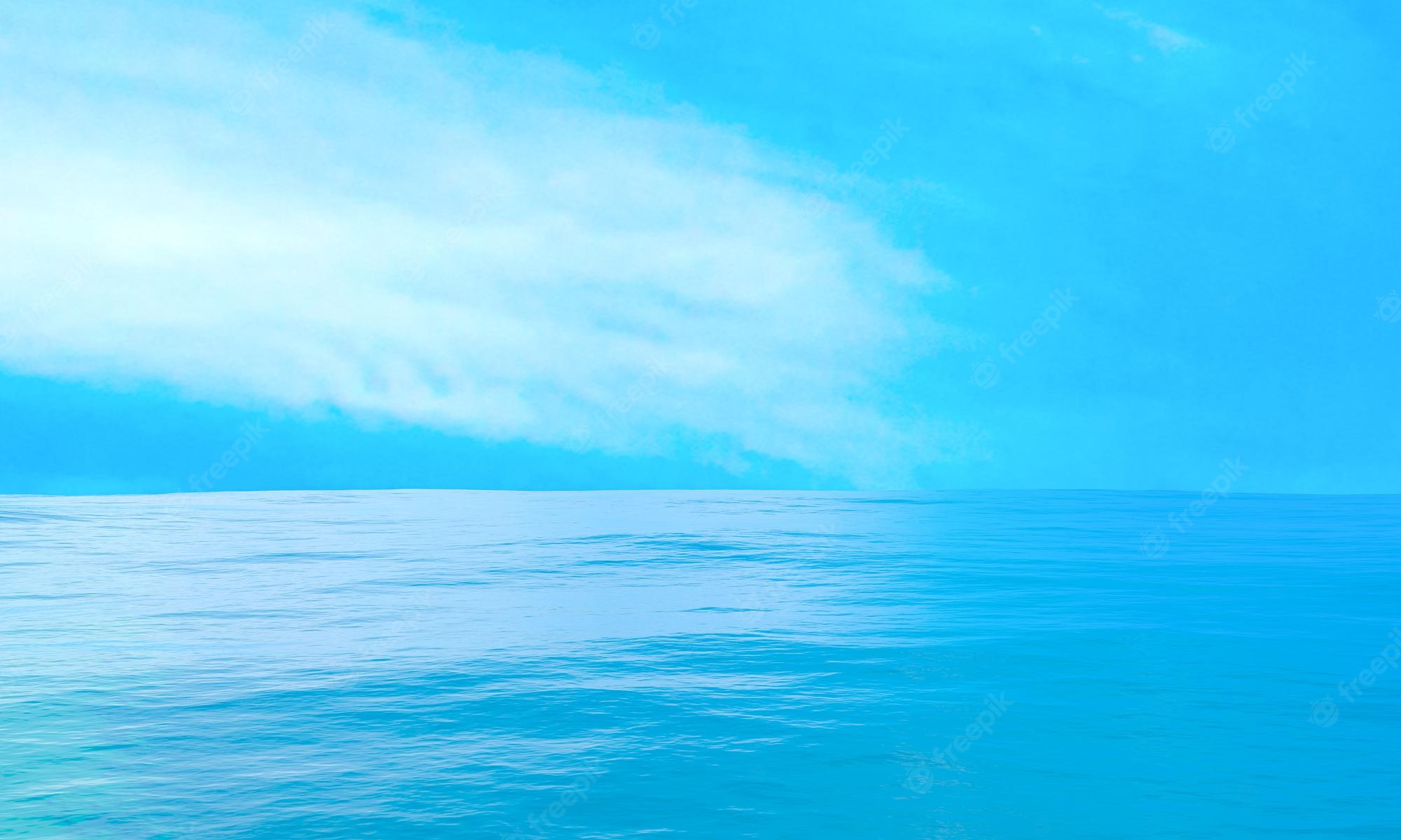 Premium Photod rendering sea on blue sky ocean surface panorama landscape surface seascape on scene summer seasontravel wallpapernature wave water horizontal outdoor