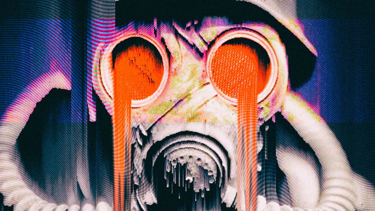 Wallpaper glitch, gas mask, respirator hd, picture, image