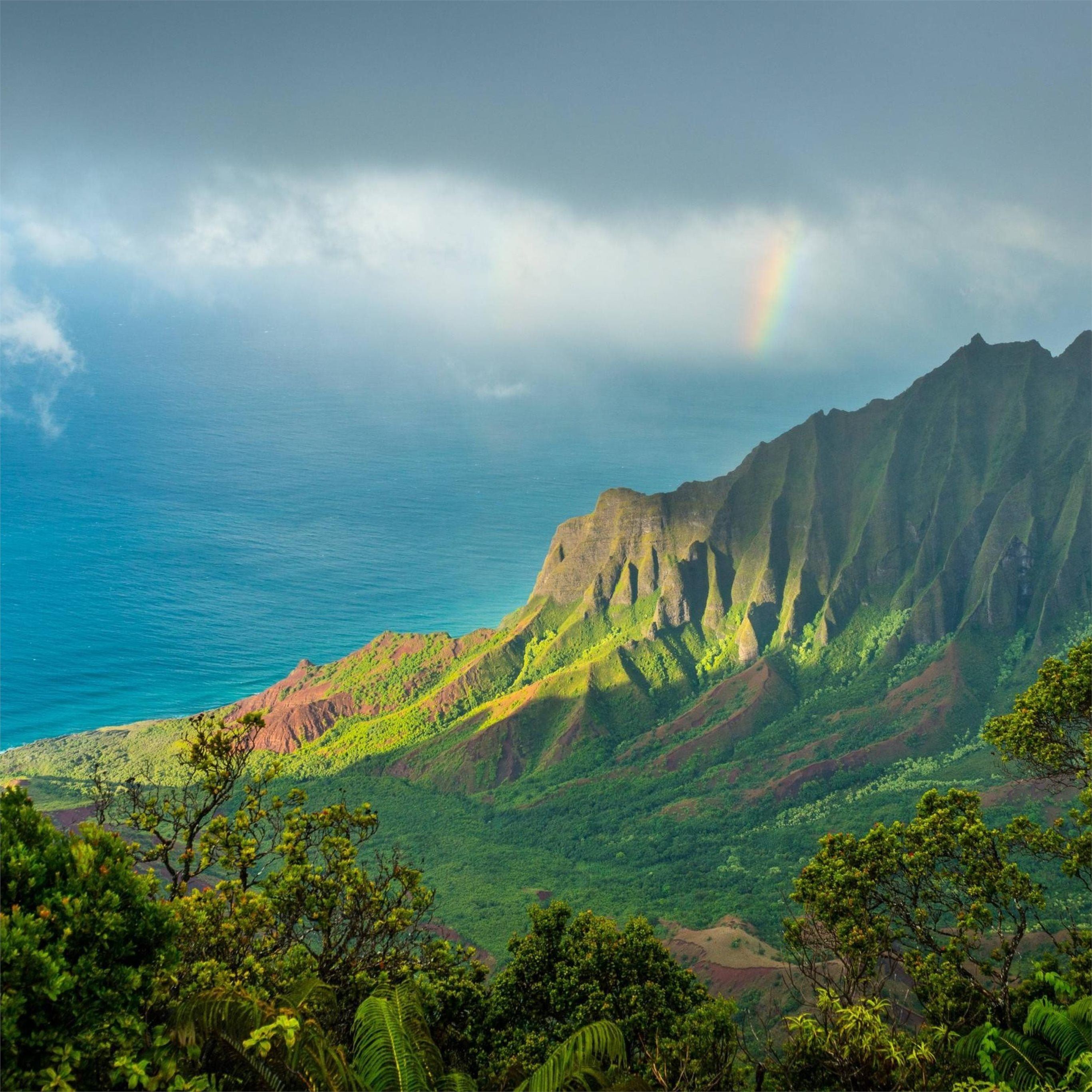 hawaii kauai pacific ocean clouds mountains 4k iPad Pro Wallpaper Free Download