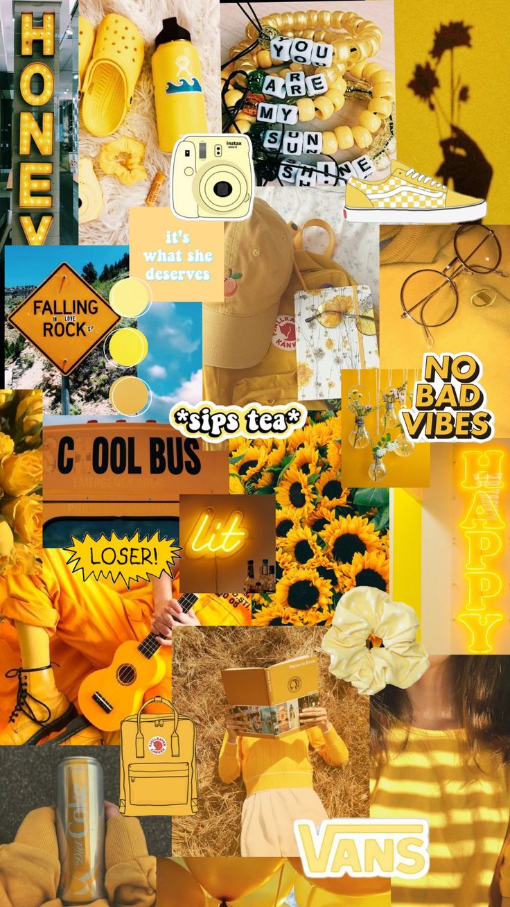 Aesthetic Yellow Collage Wallpaper