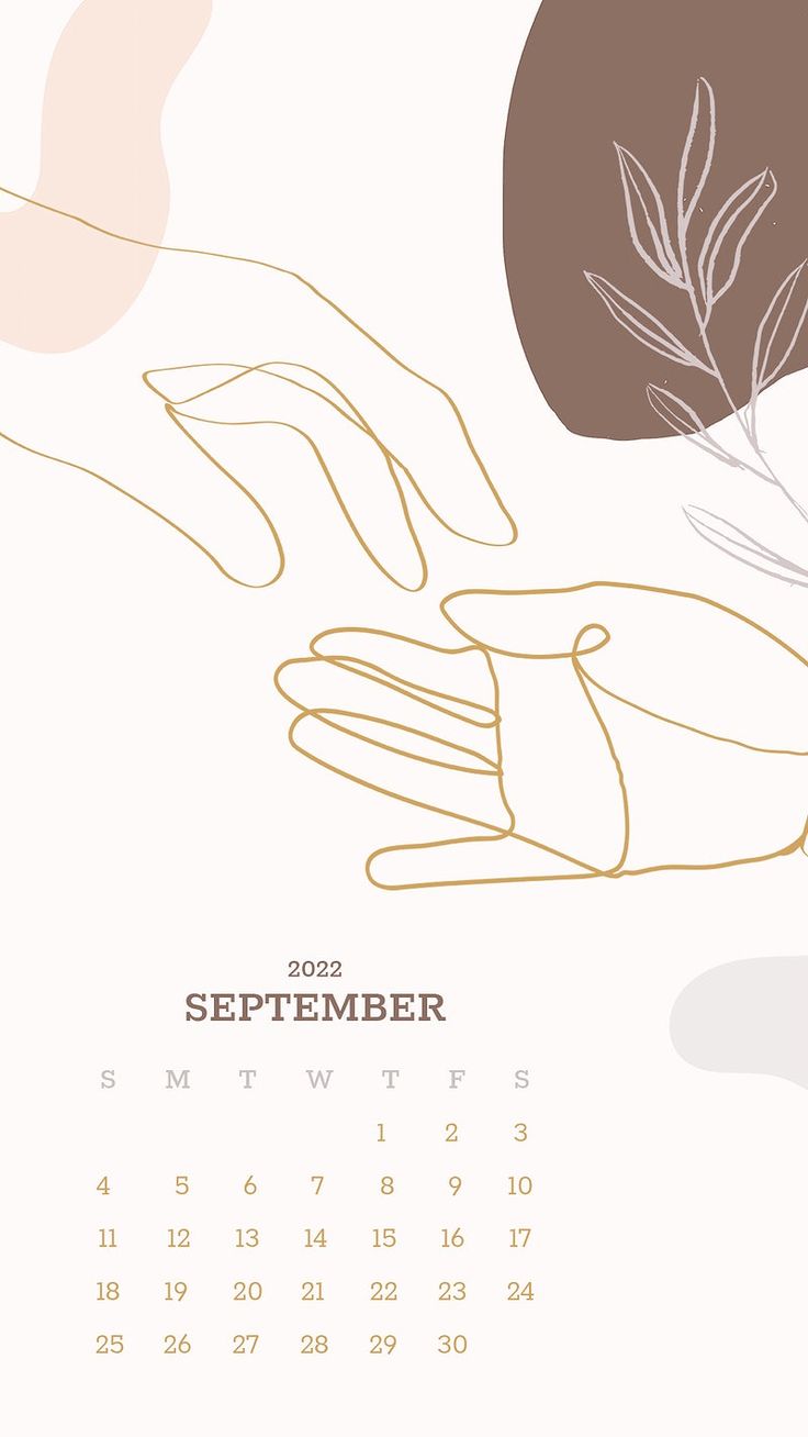 Botanical abstract September monthly calendar