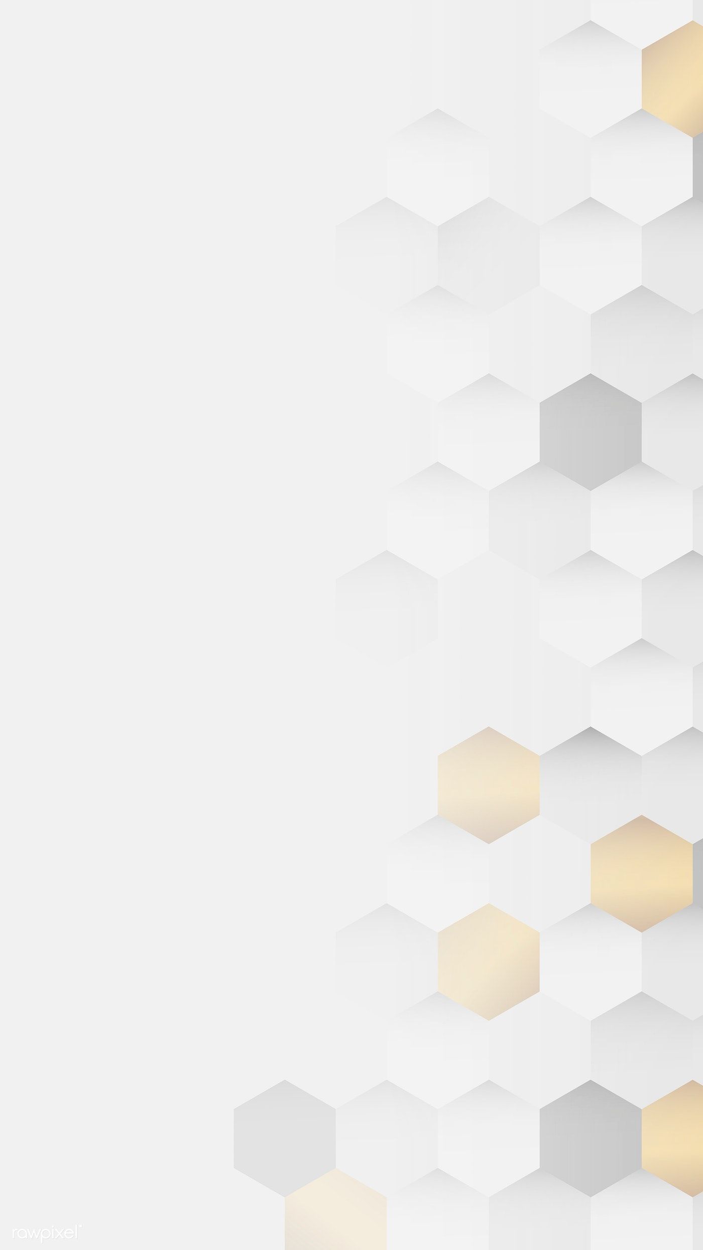 White and gold hexagon pattern background mobile phone wallpaper vector. premium image by rawpix. Background patterns, Vector background pattern, Hexagon pattern