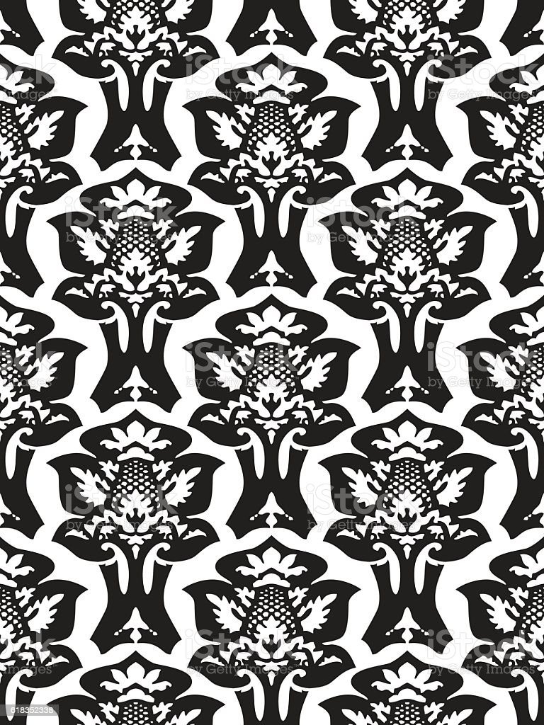Vector Damask Seamless Floral Pattern Black And White Background Stock Illustration Image Now