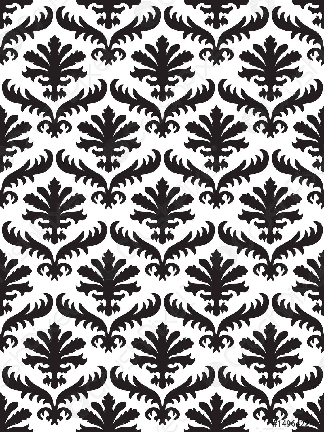 Vector damask seamless floral pattern black and white background Elegant vector 1496422