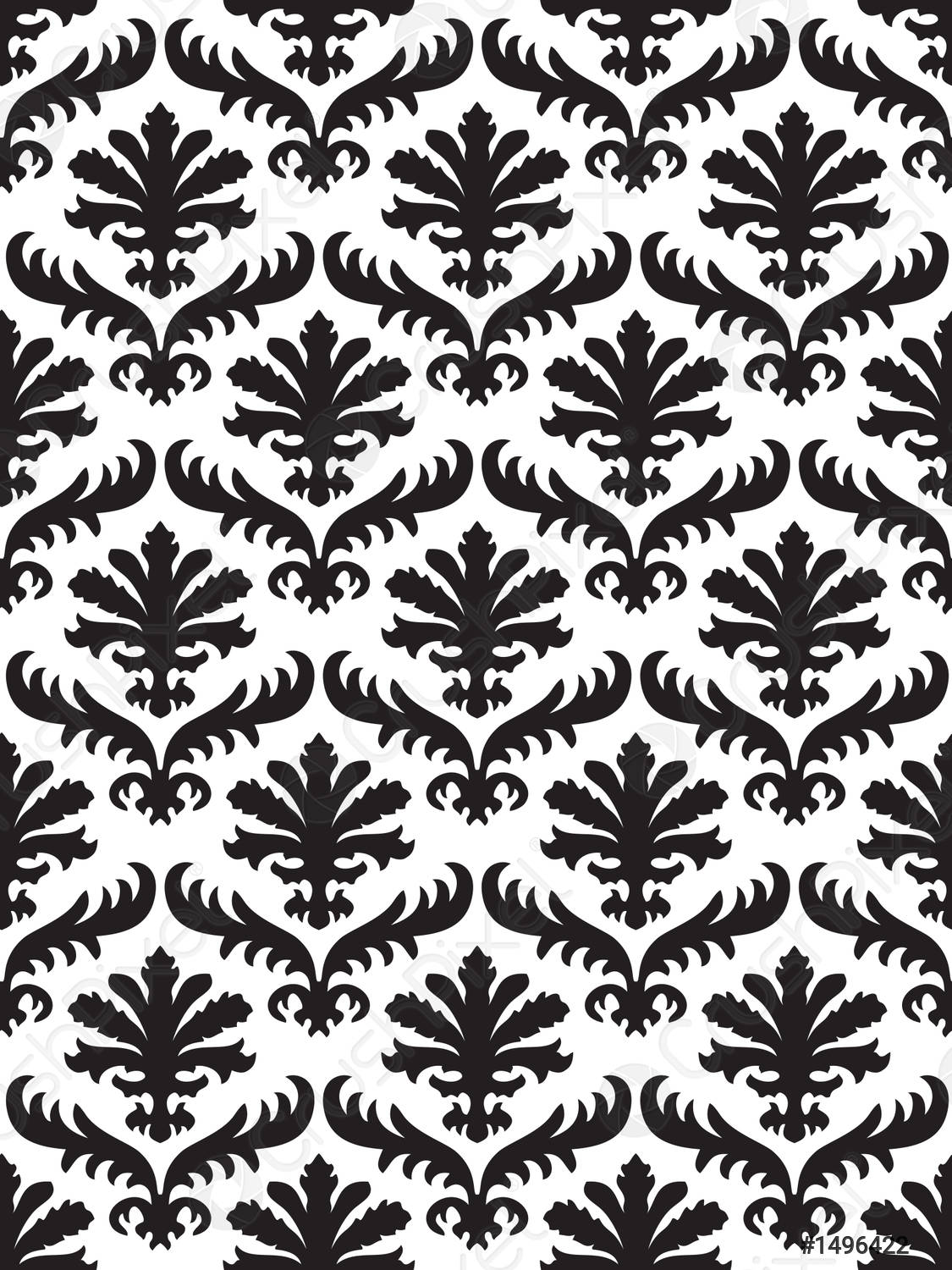Vector damask seamless floral pattern black and white background Elegant vector 1496422