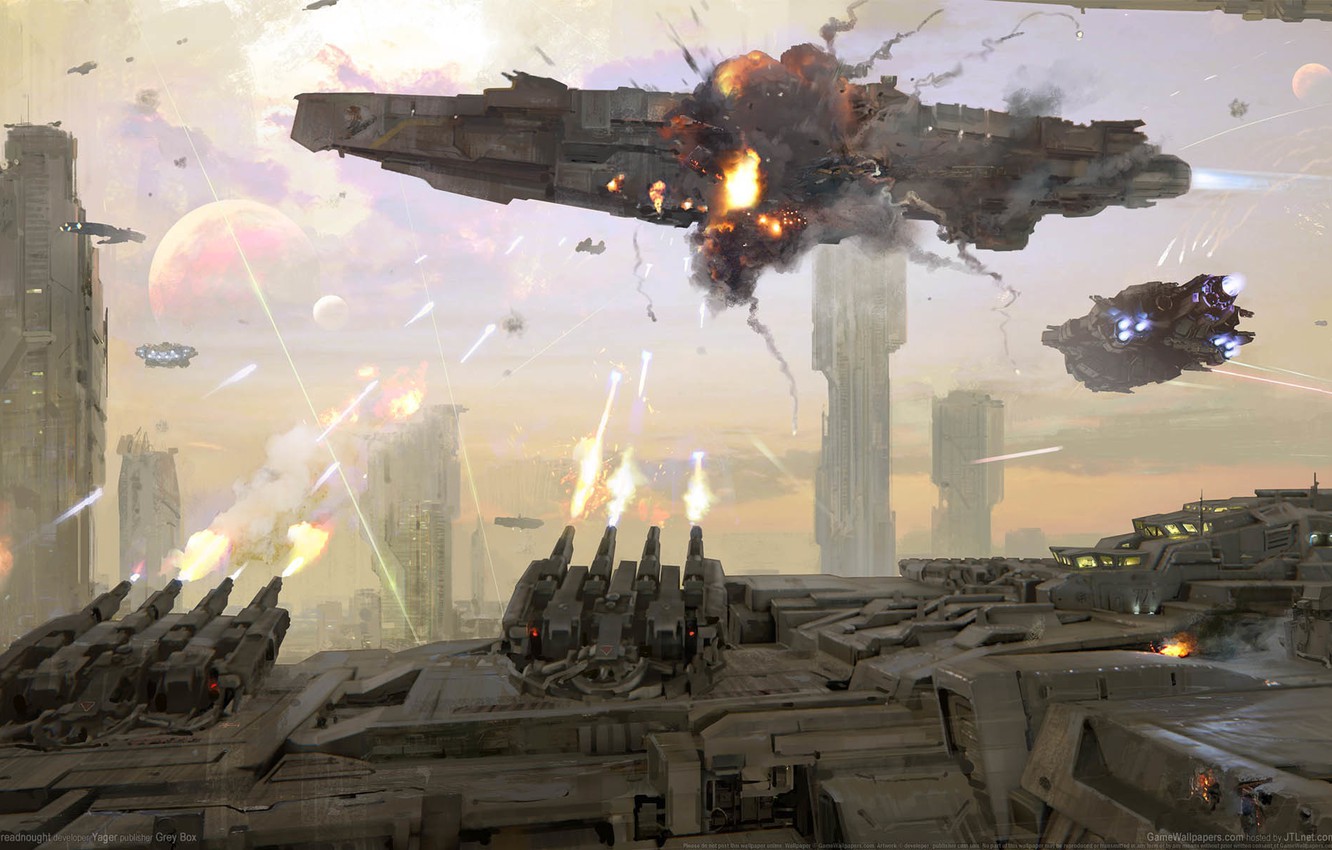 Wallpaper space, rays, fiction, ships, battle, lasers, Dreadnought, game wallpaper image for desktop, section игры