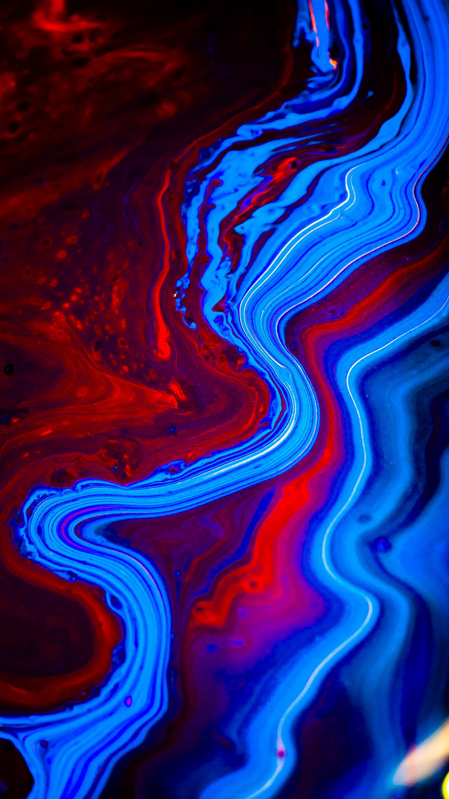 Download wallpaper 1440x2560 paint, liquid, fluid art, stains, distortion, red, blue qhd samsung galaxy s s edge, note, lg g4 HD background