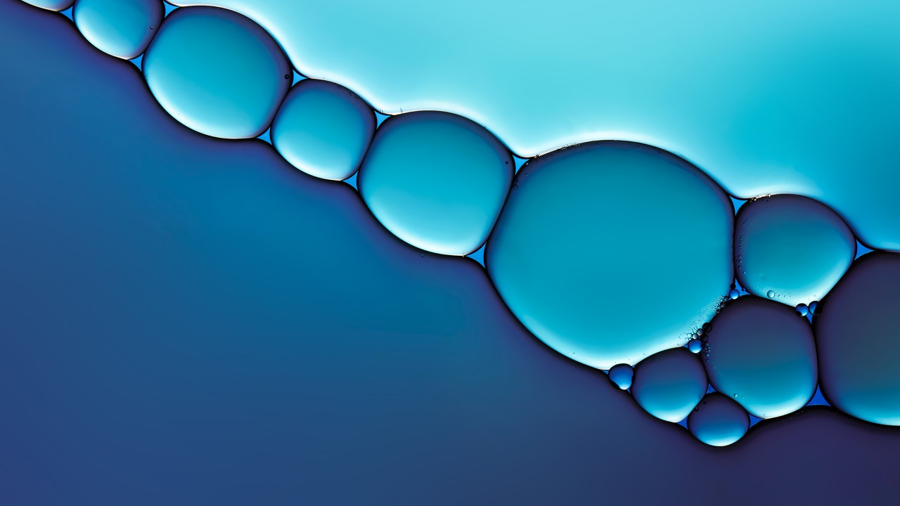 Blue Liquid Crystal Bubbles Wallpaper 3D Models. Free
