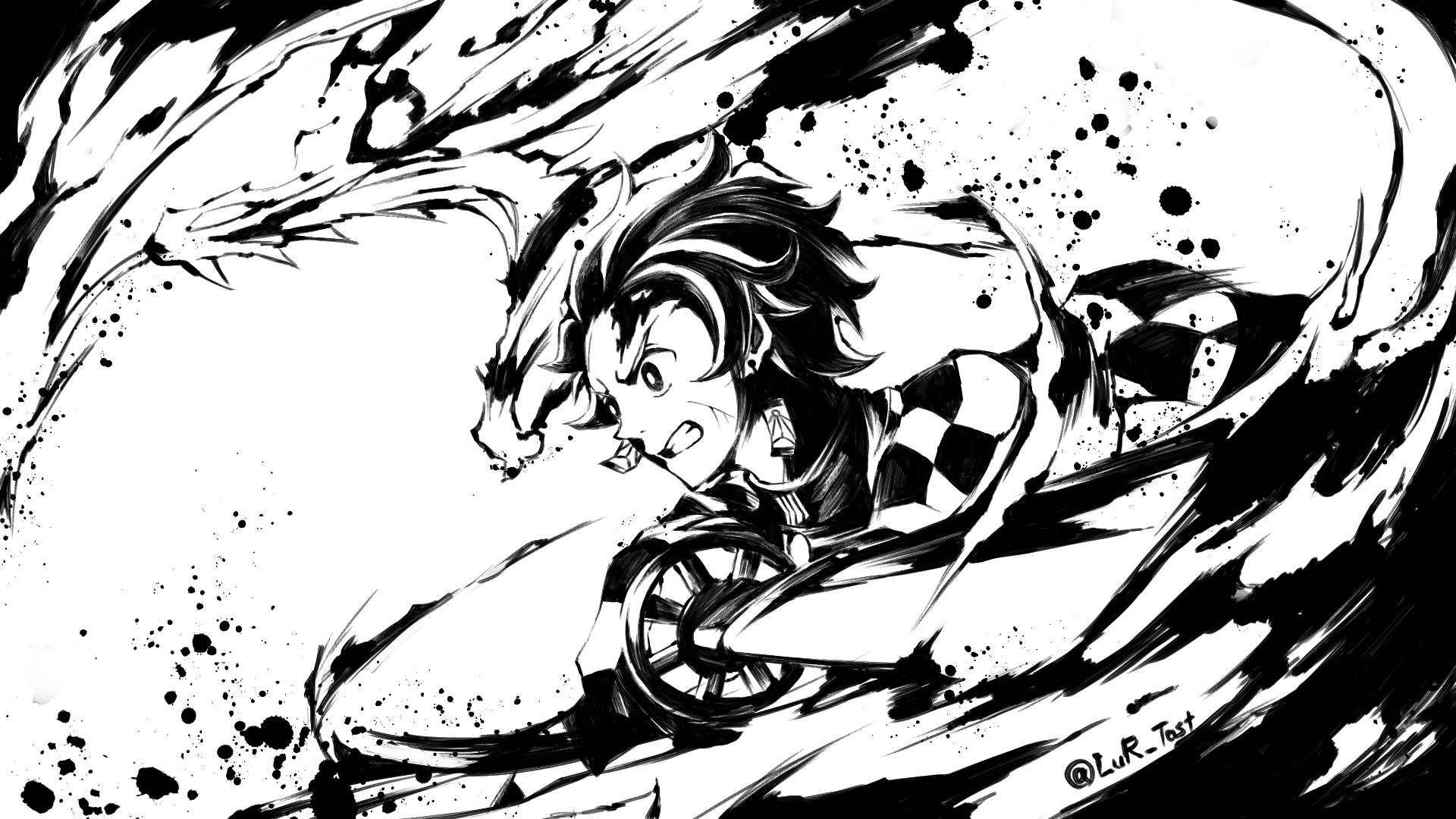 Demon Slayer Black And White Wallpaper Free Demon Slayer Black And White Background