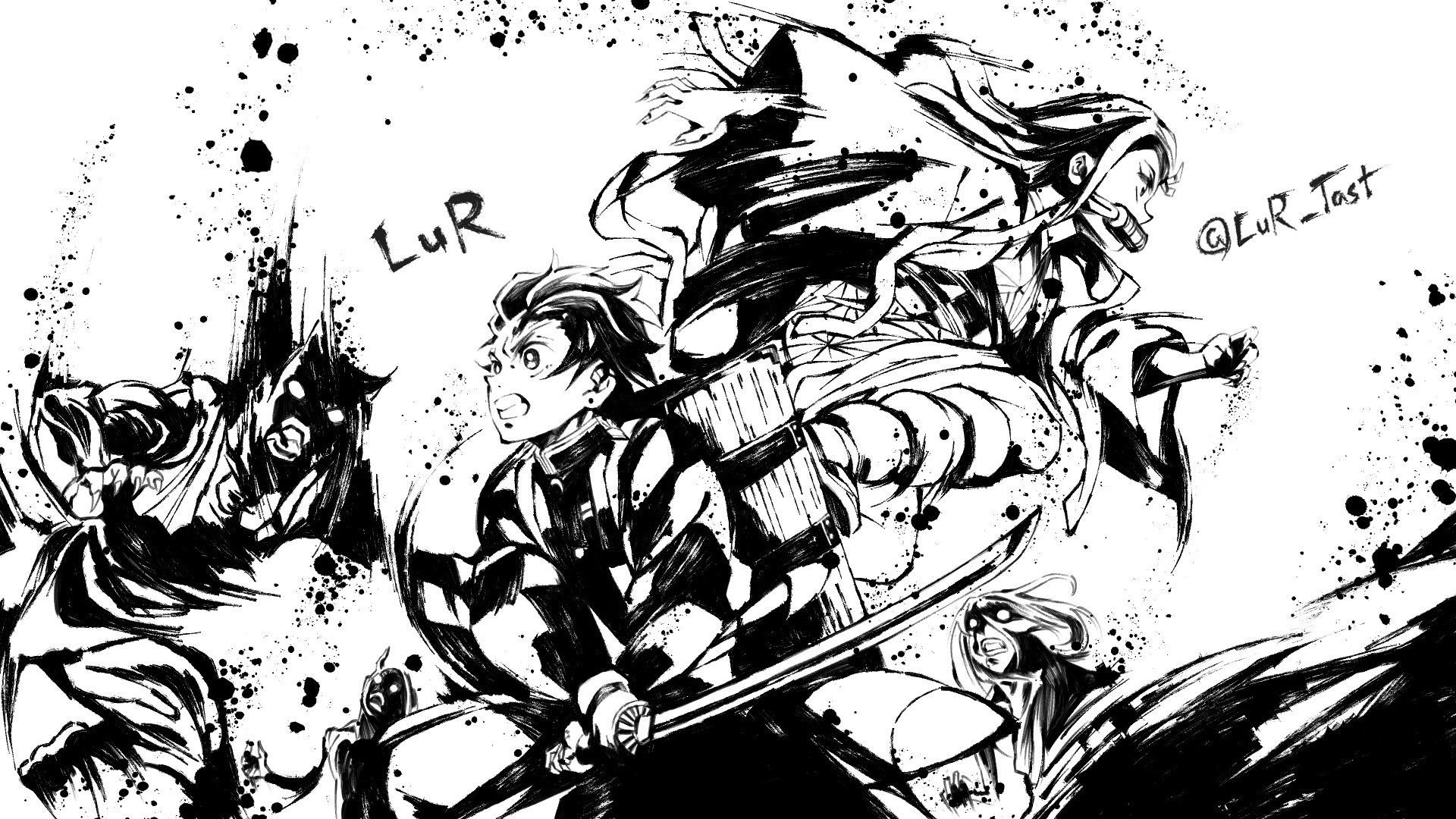 Demon Slayer Black And White Wallpaper Free Demon Slayer Black And White Background