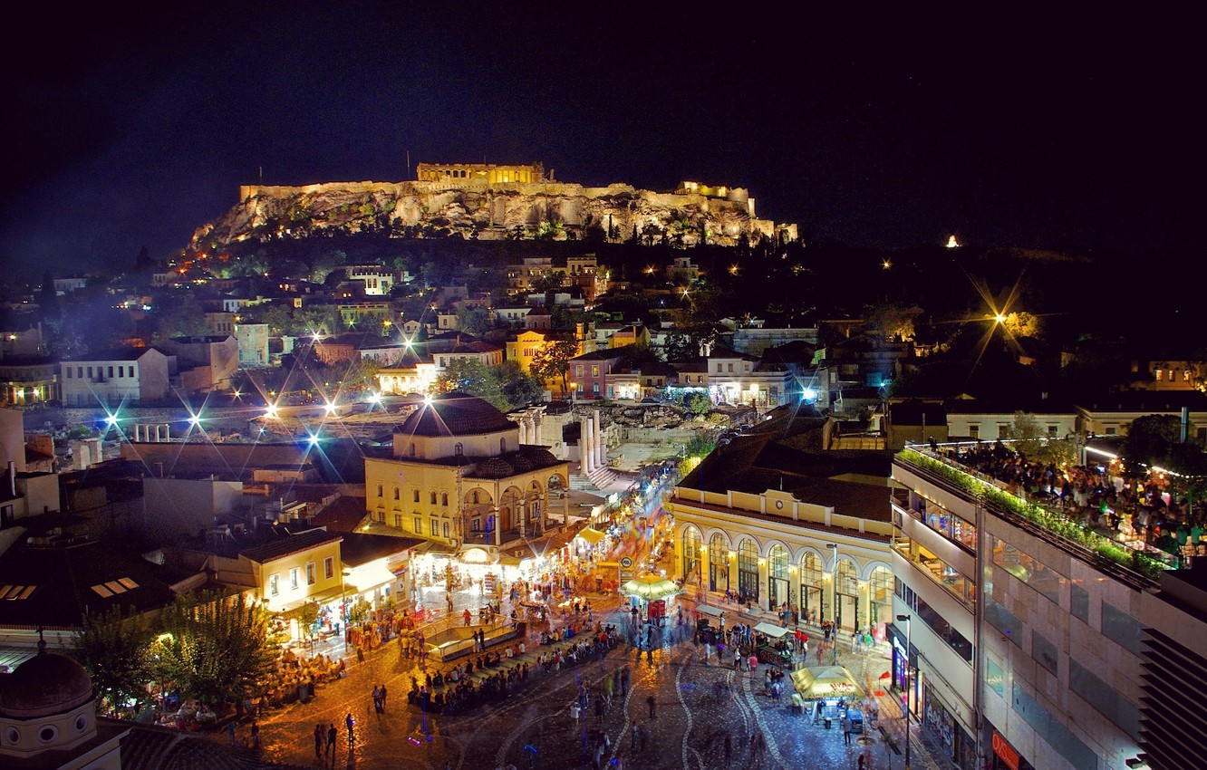 Wallpaper night, Greece, night, Greece, Athens, Athens image for desktop, section город
