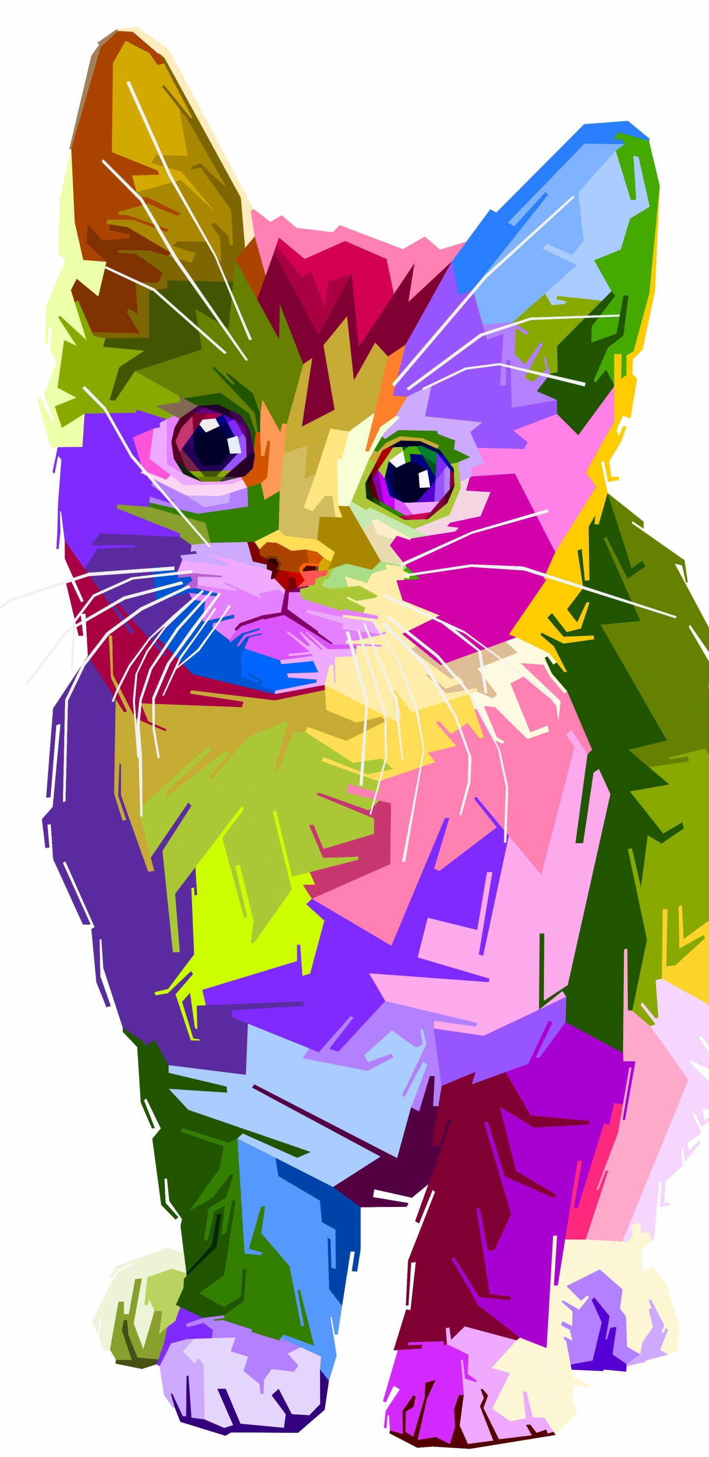 Download colorful, kitten, art, cat 1440x2960 wallpaper, samsung galaxy s samsung galaxy s8 plus, 1440x2960 HD image, background, 7068