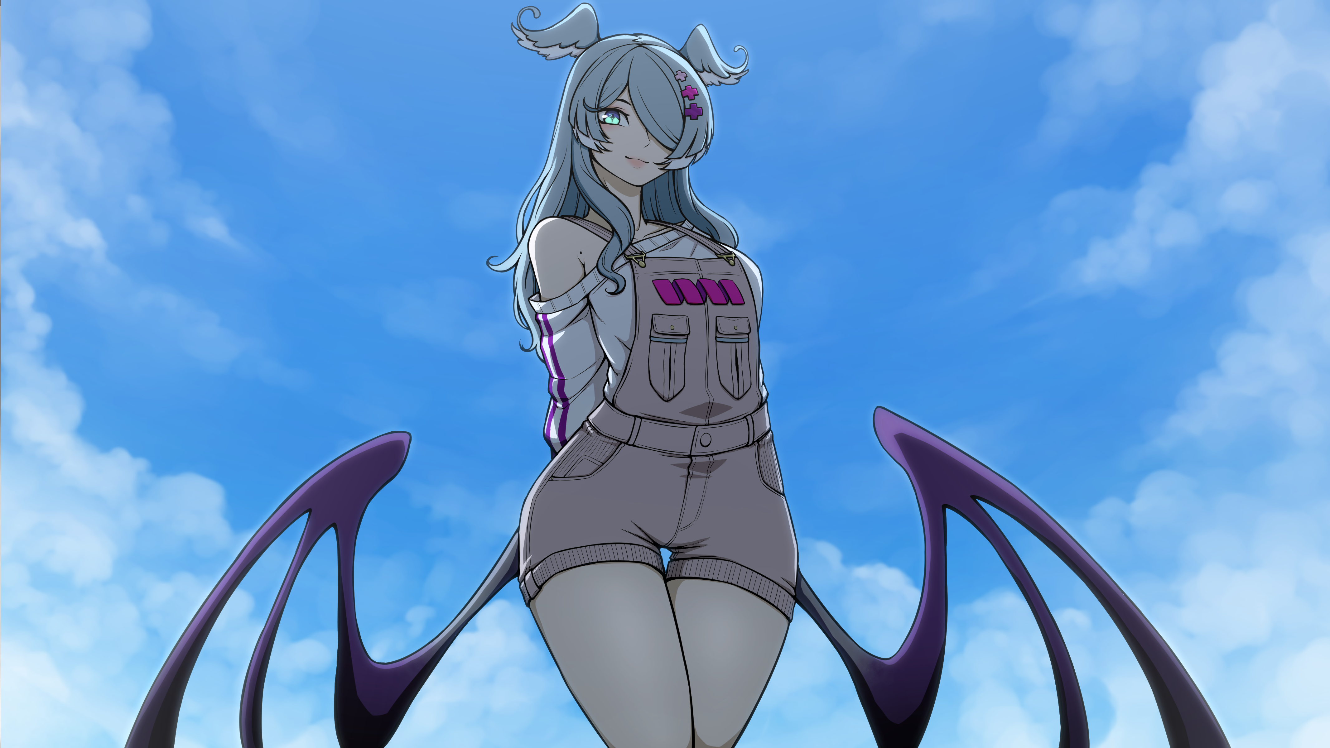 Day Tan Nijisanji Elira Pendora Overalls Sweater Wallpaper Wings