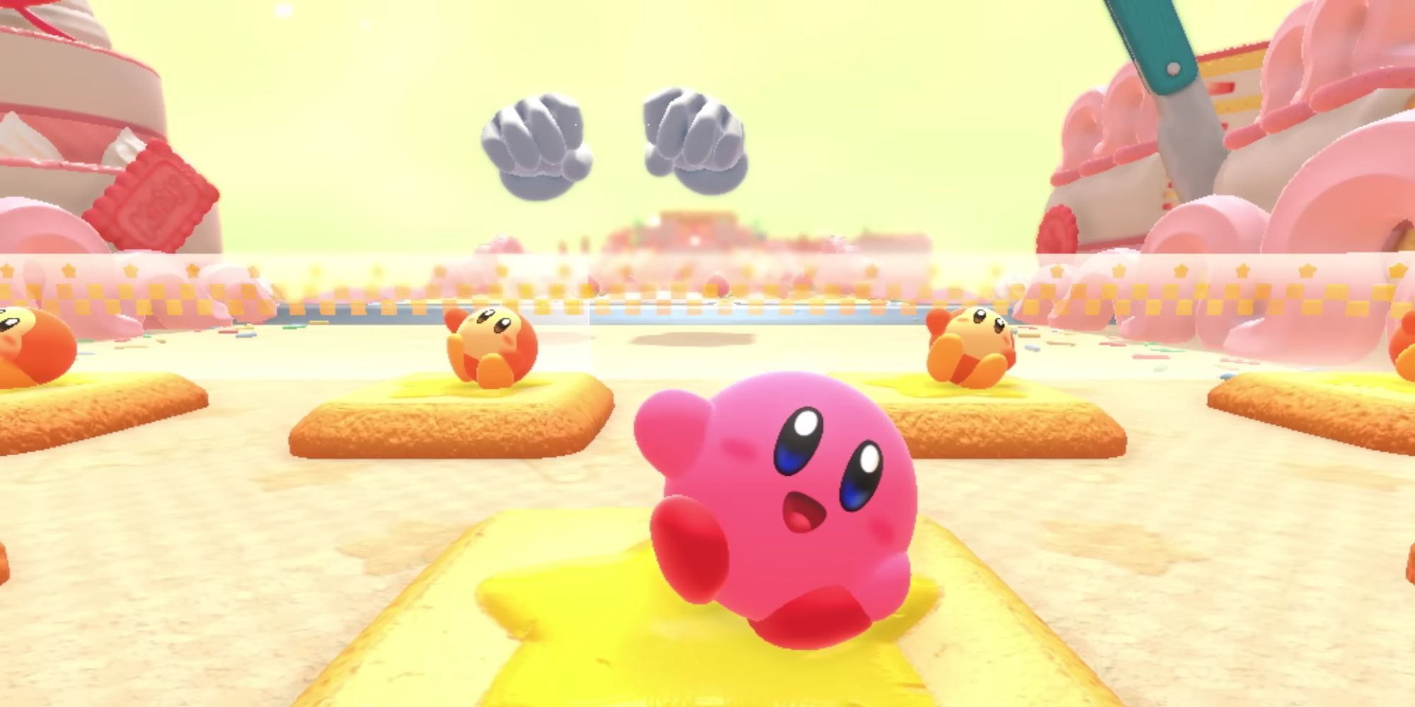 Kirby fans think they've spotted Master's hand from Super Smash Bros. In Kirby's Dream Buffet