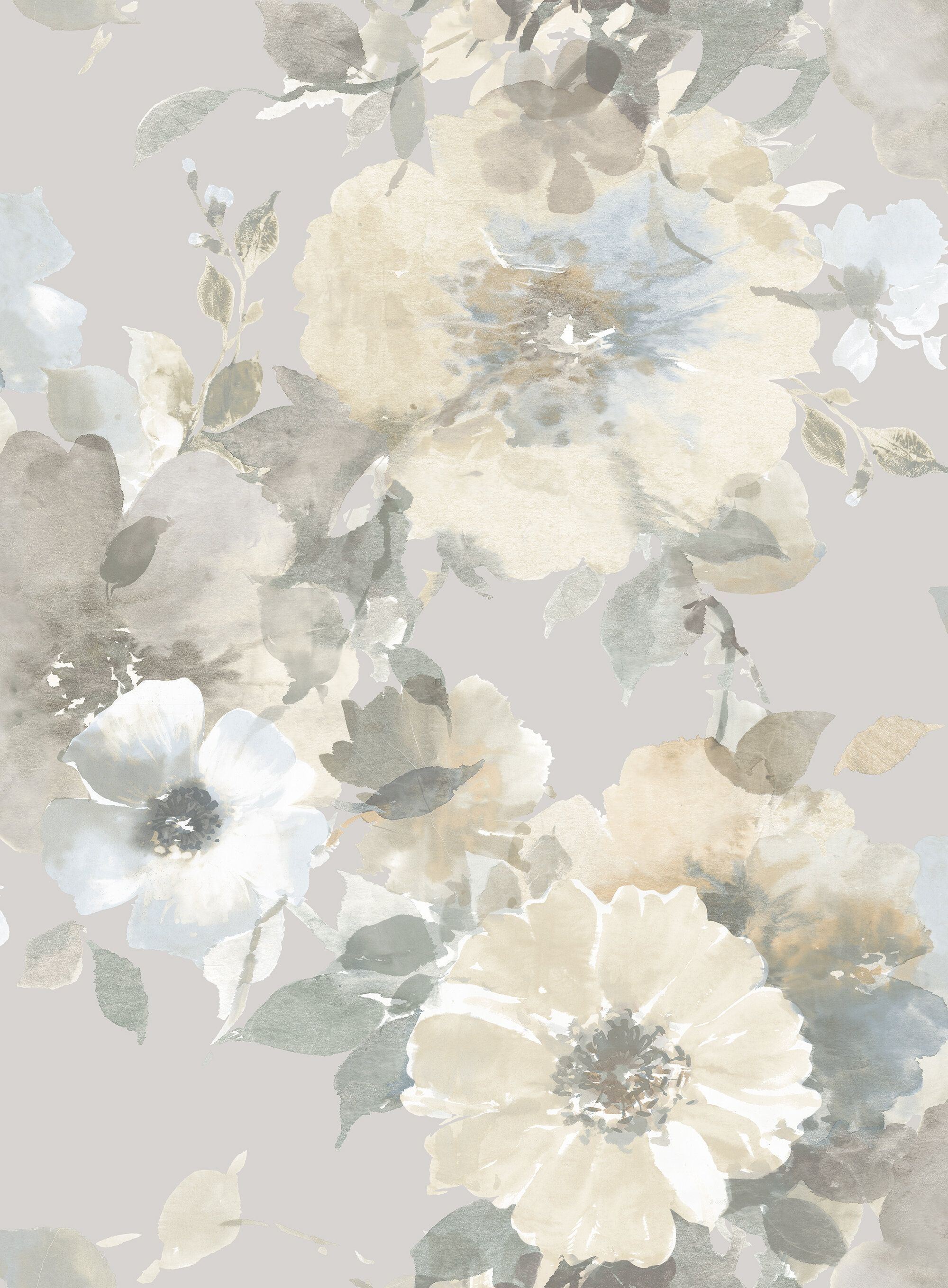 Gray Floral Wallpaper