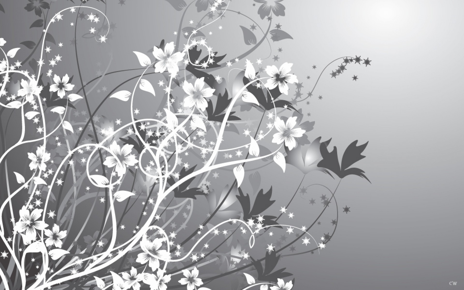 Gray and White Flower Wallpaper
