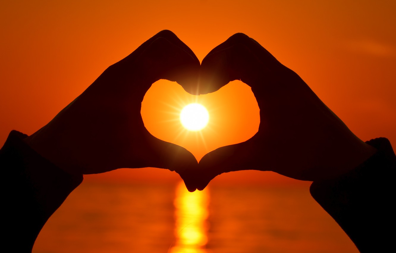 Wallpaper love, heart, love, heart, sunset, romantic, hands image for desktop, section настроения