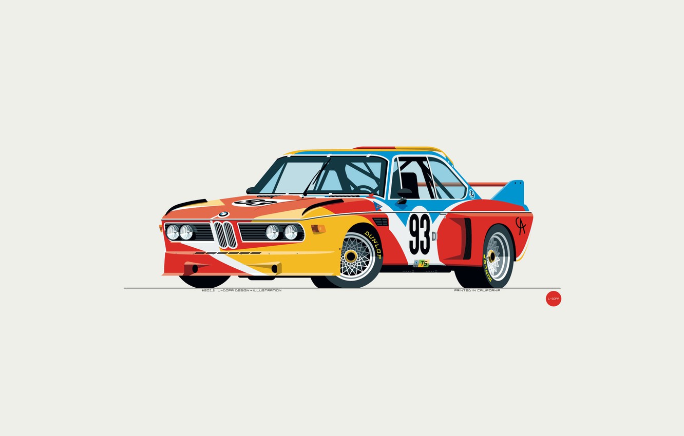 Wallpaper Auto, Minimalism, Figure, BMW, Machine, Art, 1975, CSL, Nik Schulz, CSL Calder, 1975 BMW 3.0 CSL Calder, BMW Calder, BMW 3.0 CSL Calder image for desktop, section минимализм