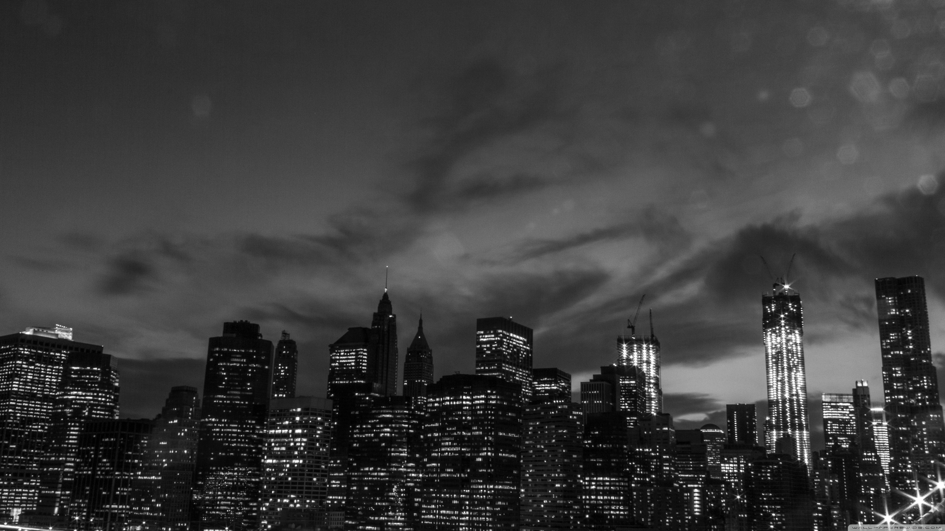 New York City Black And White At Night Ultra HD Desktop Background Wallpaper for: Widescreen & UltraWide Desktop & Laptop, Multi Display, Dual Monitor, Tablet