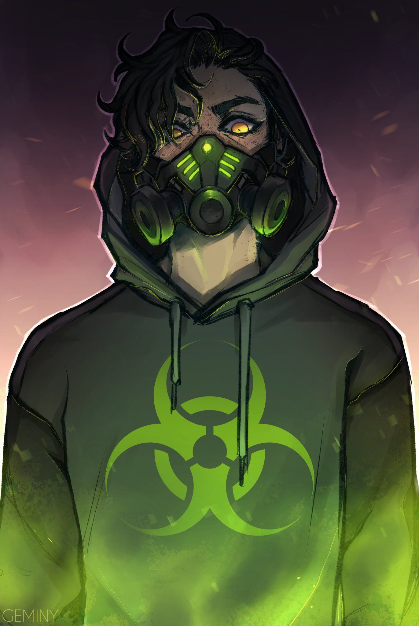 Anime Boy with Gas Mask Wallpaper
