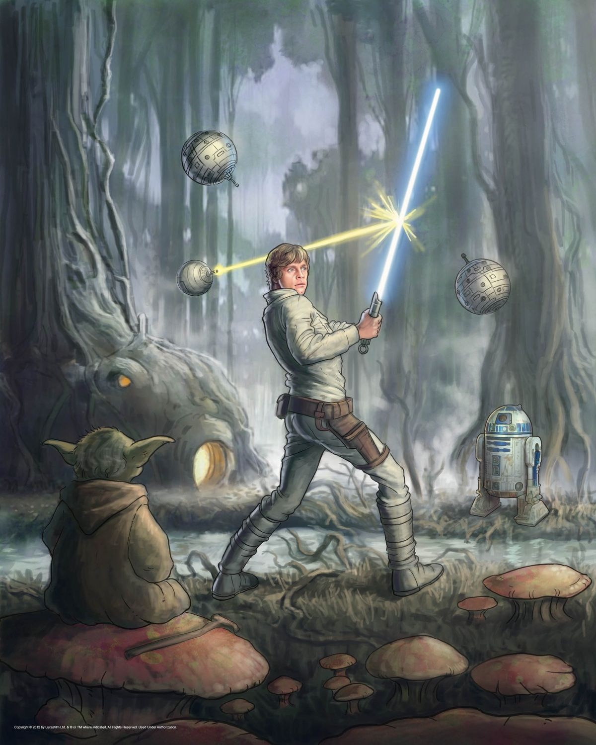 Luke training with Grand Master Yoda. Star wars art, Star wars wallpaper, Star wars artwork