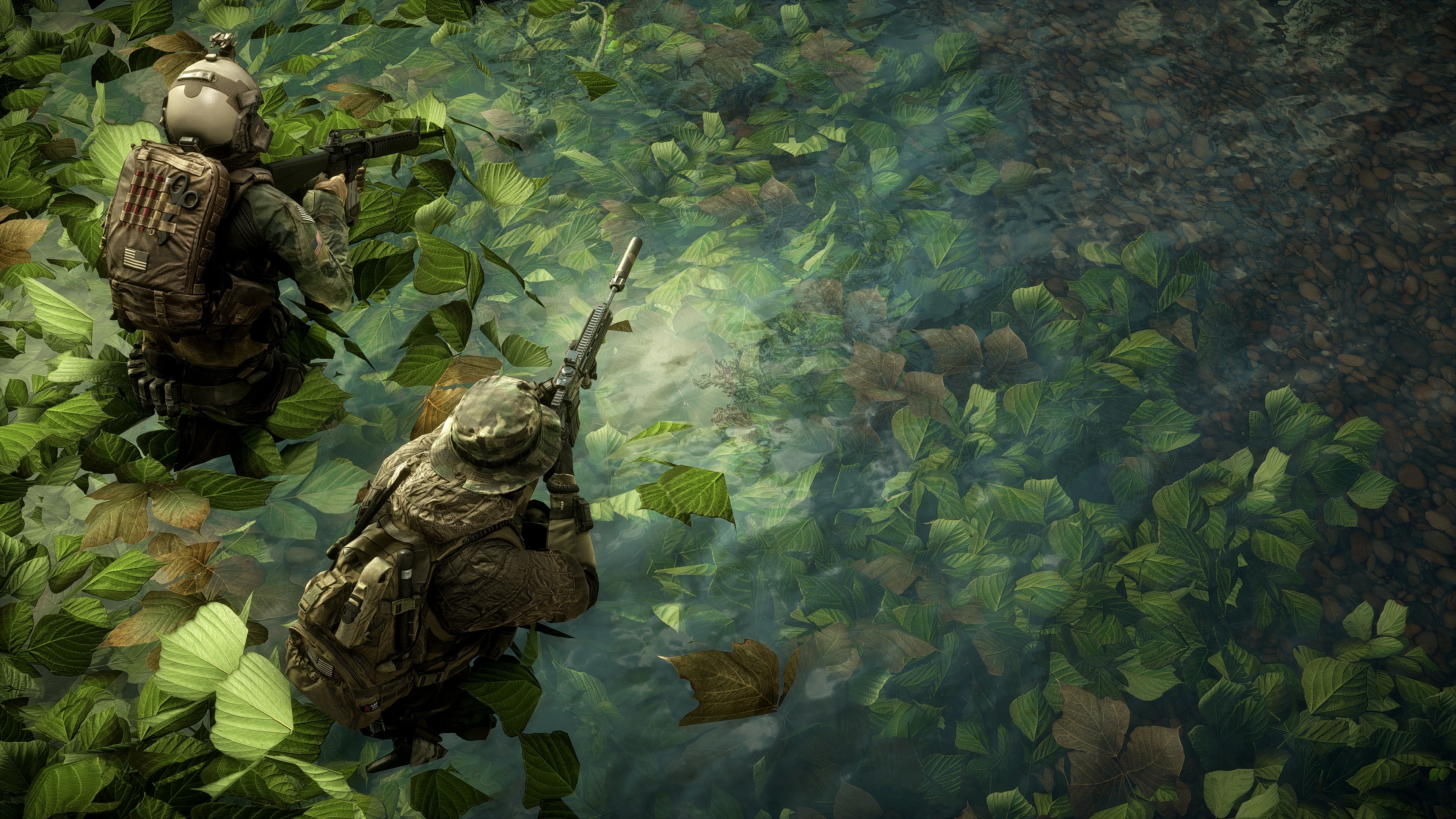 Battlefield 4 Wallpaper 4K, Operation, Marines, Military, Leaves, Green, 5K, Games