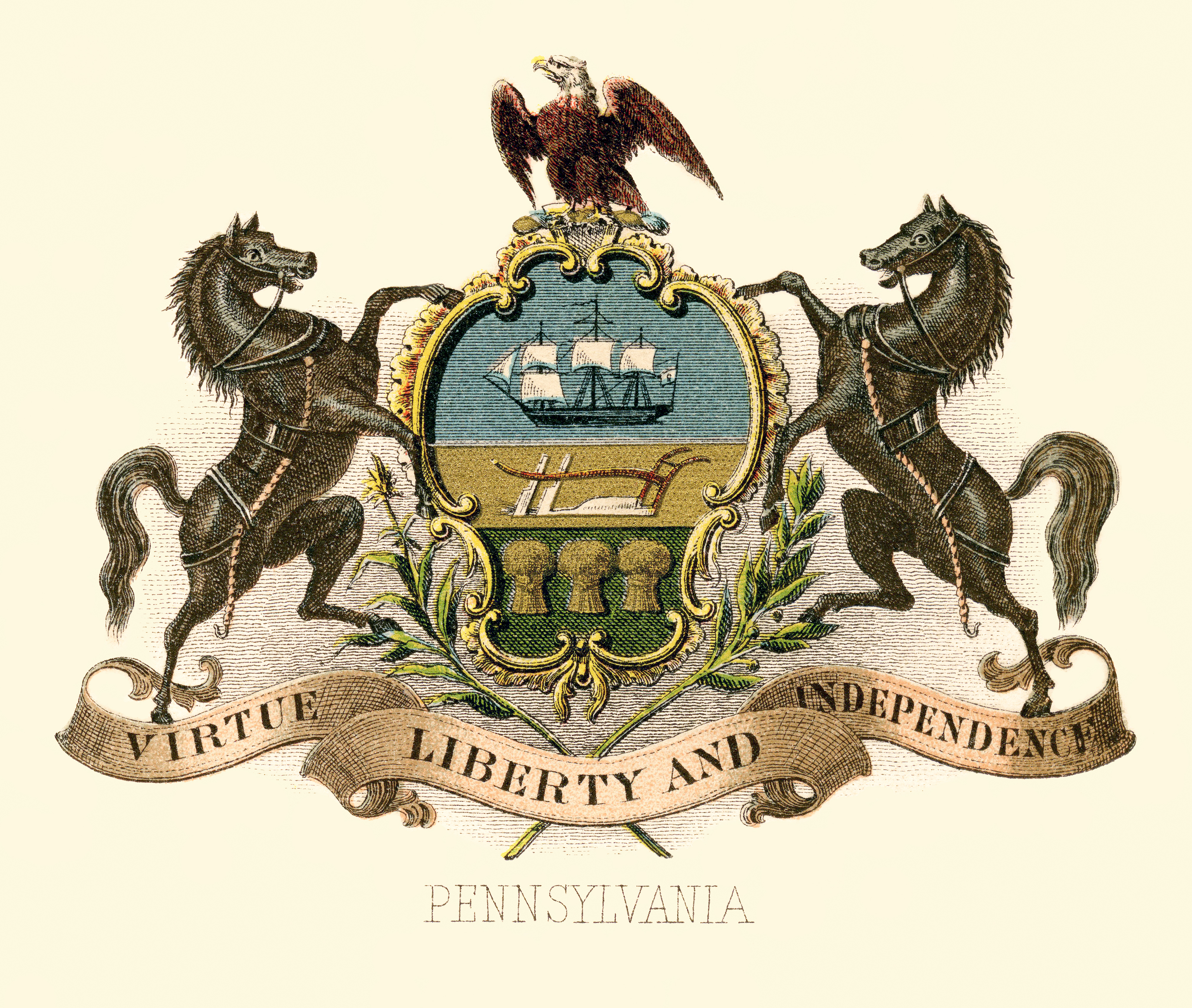 Flag and coat of arms of Pennsylvania