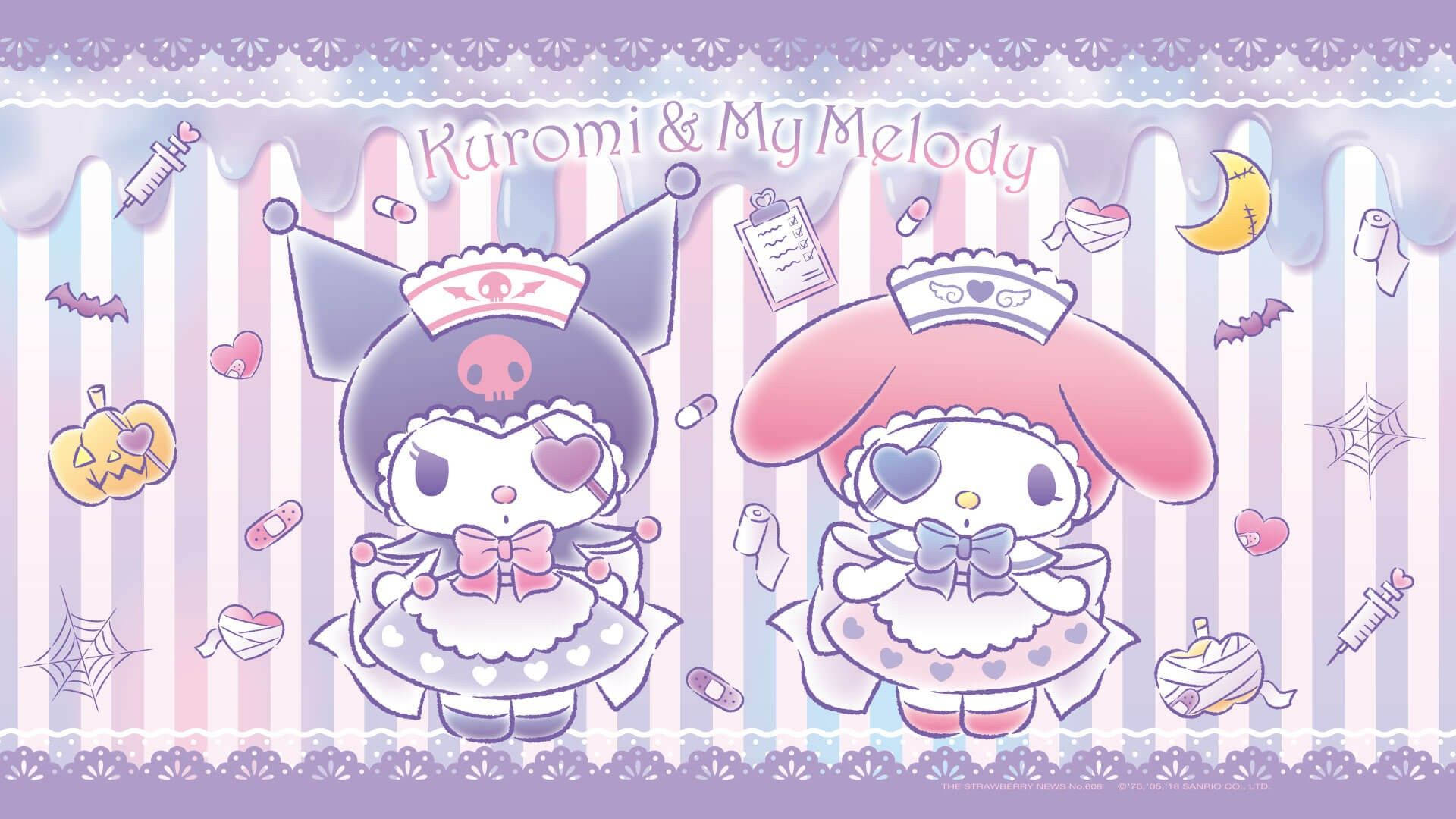 Download Halloween Themed Kuromi And Melody Wallpaper