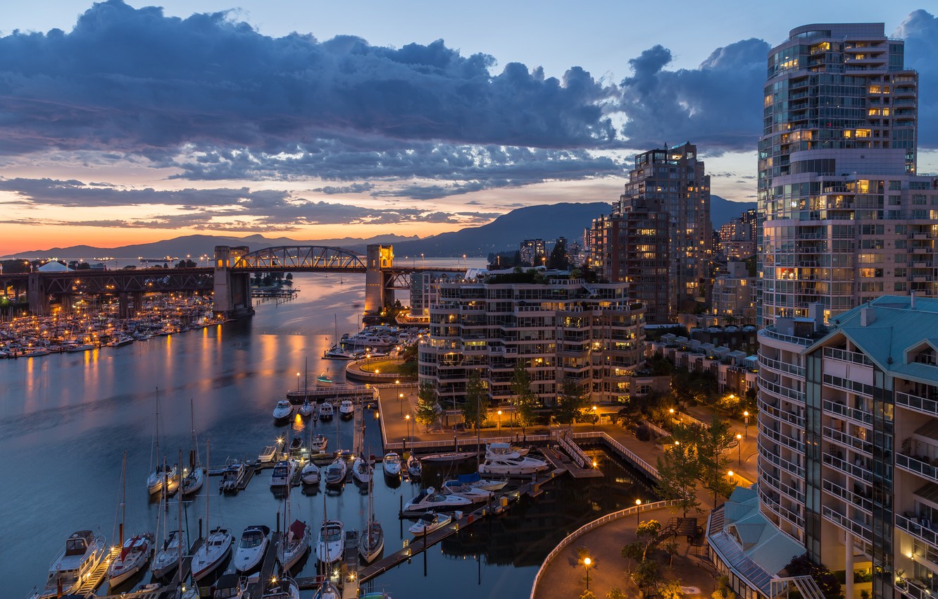 Wallpaper night, the city, Vancouver image for desktop, section город