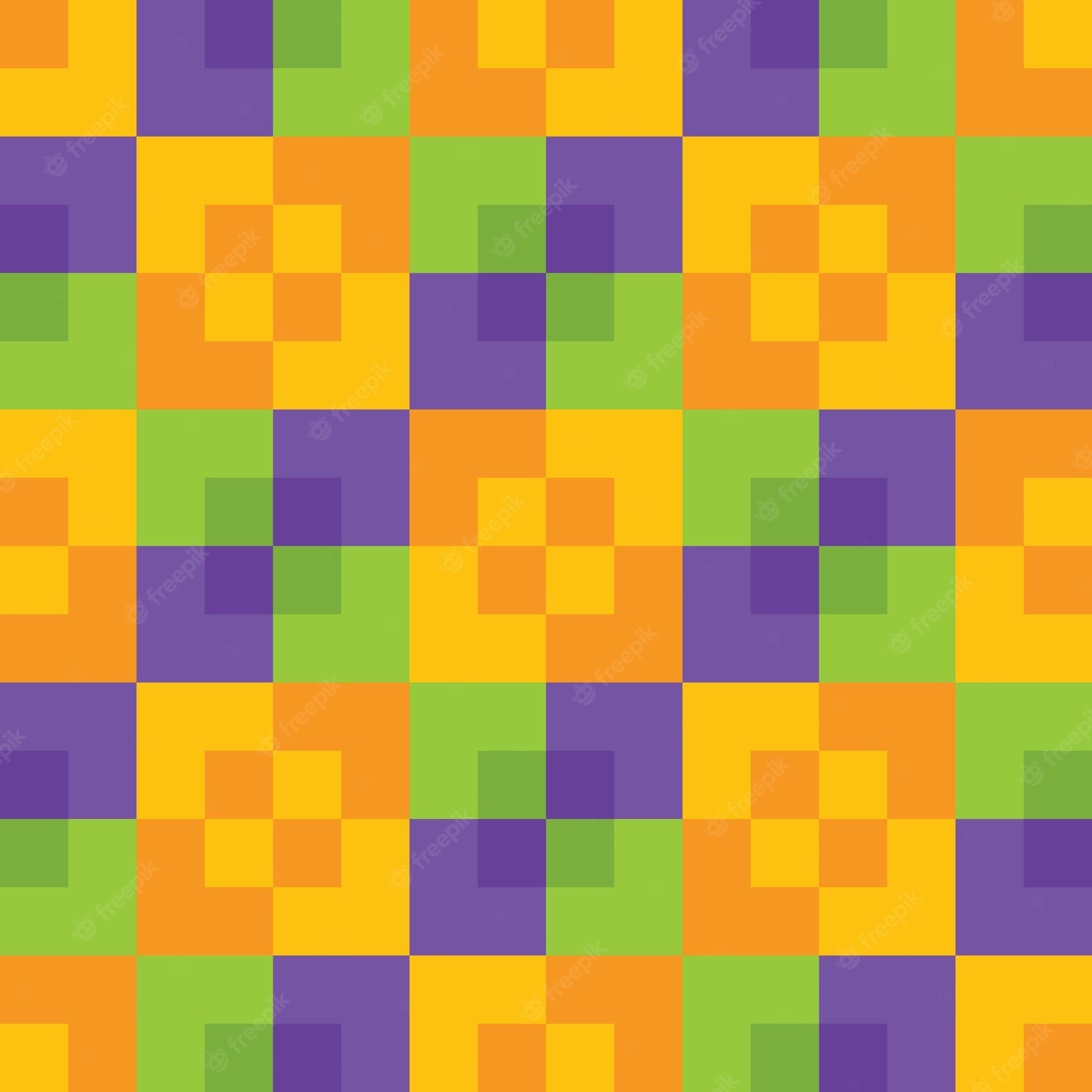 Premium Vector. Yellow orange green and purple bright colorful halloween colors square checker seamless pattern. geometric abstract background. festive tiles backdrop wallpaper. vector