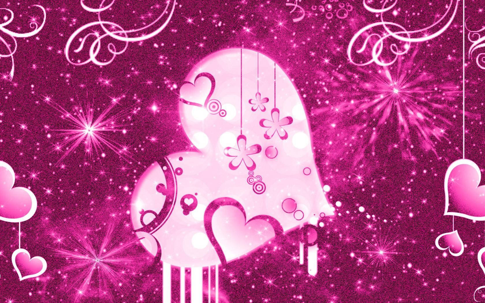Download Girly Purple Glitter Hearts Wallpaper