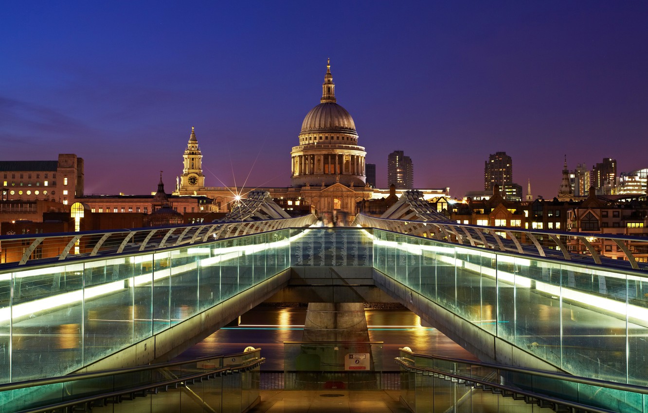 Wallpaper England, London, UK, Millennium Bridge, St Paul's Cathedral, St. Paul's Cathedral image for desktop, section город