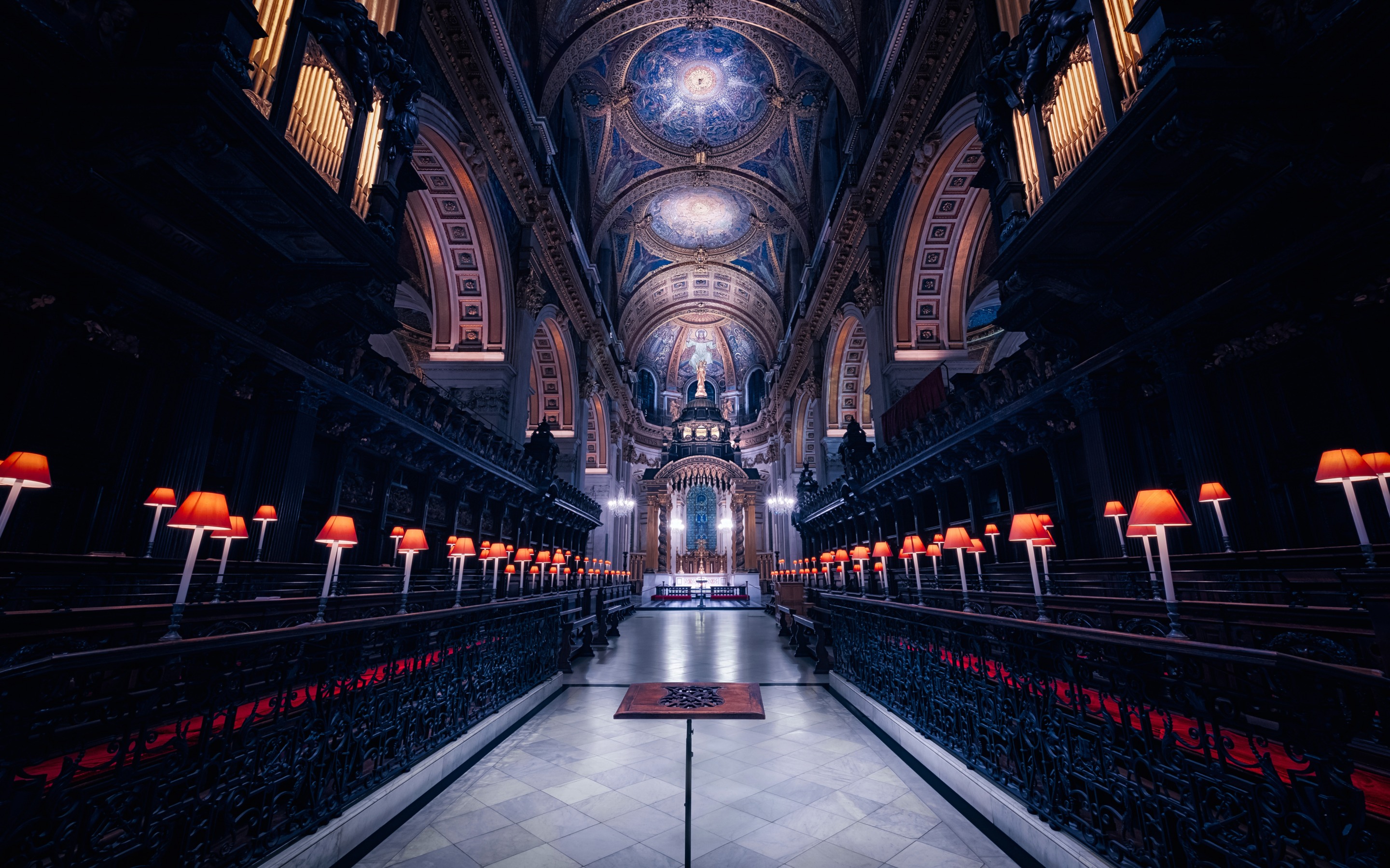 Download wallpaper St Pauls Cathedral, London, Anglican Cathedral, Renaissance Architecture, English Baroque, interior, England, United Kingdom for desktop with resolution 2880x1800. High Quality HD picture wallpaper