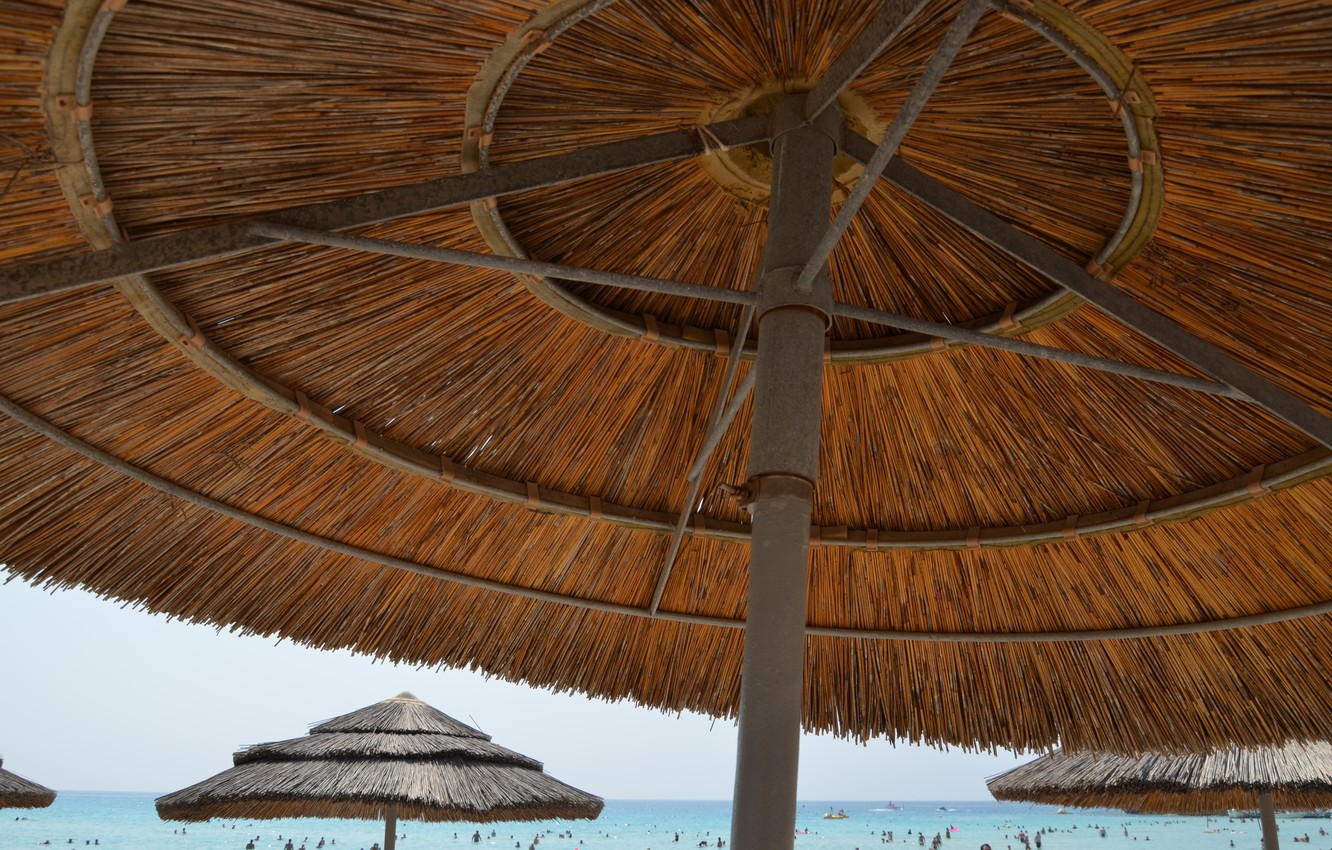 Wallpaper sea, beach, summer, umbrellas, summer, beach, sun, cyprus, ayia napa, Cyprus, without filter, Ayia NAPA, without treatment, Nissi beach, nissi beach, beach umbrella image for desktop, section разное