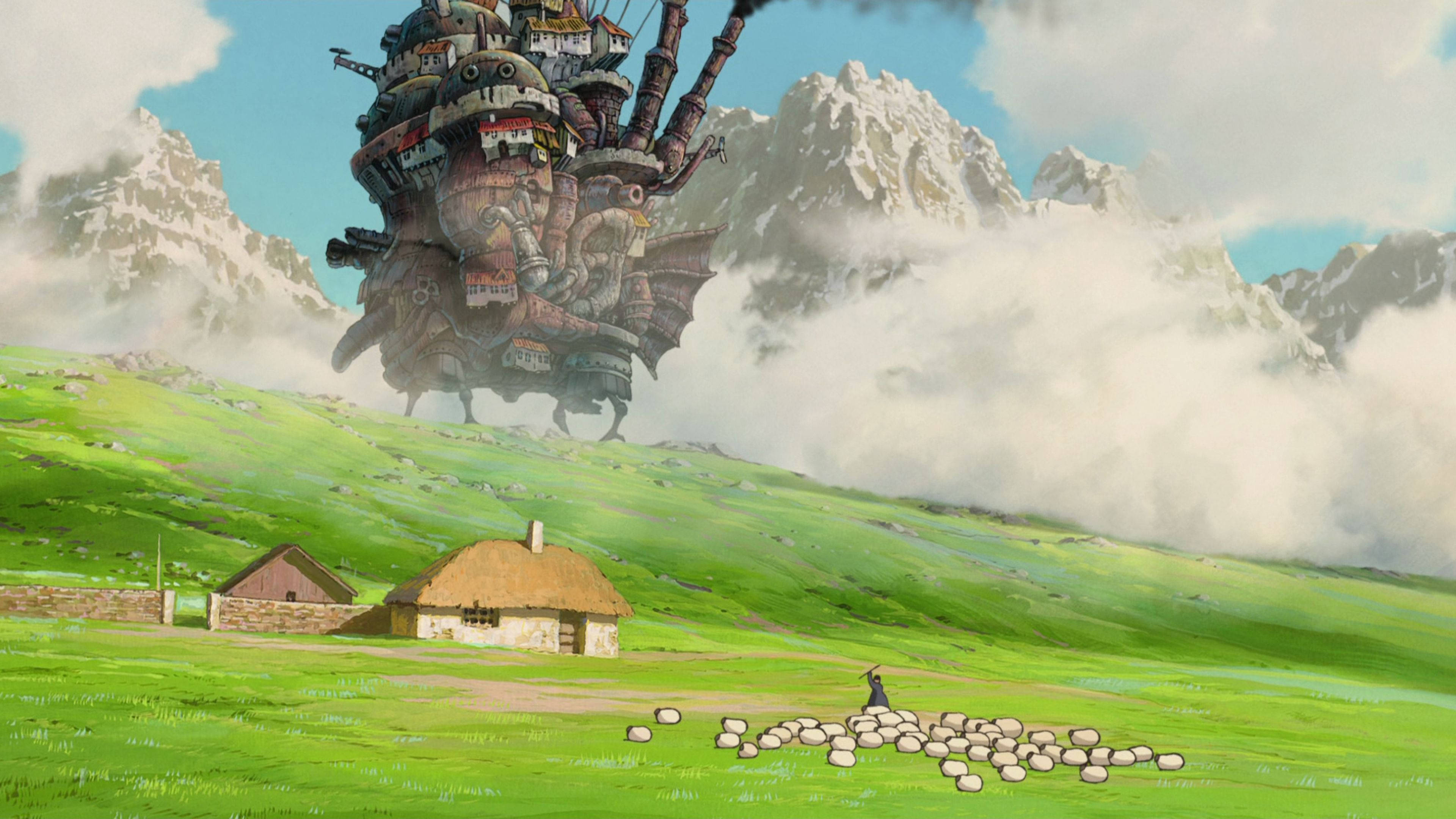 Download Studio Ghibli Castle On Hill Wallpaper