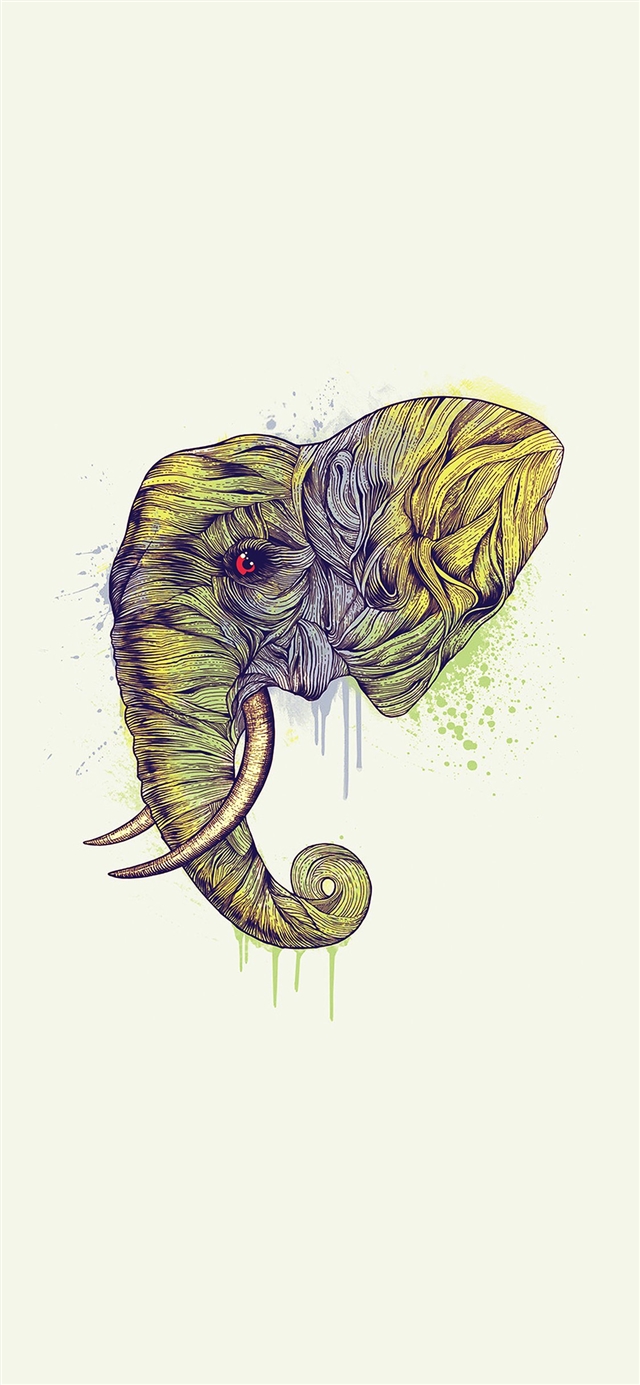 Elephant art yellow iPhone X Wallpaper Free Download